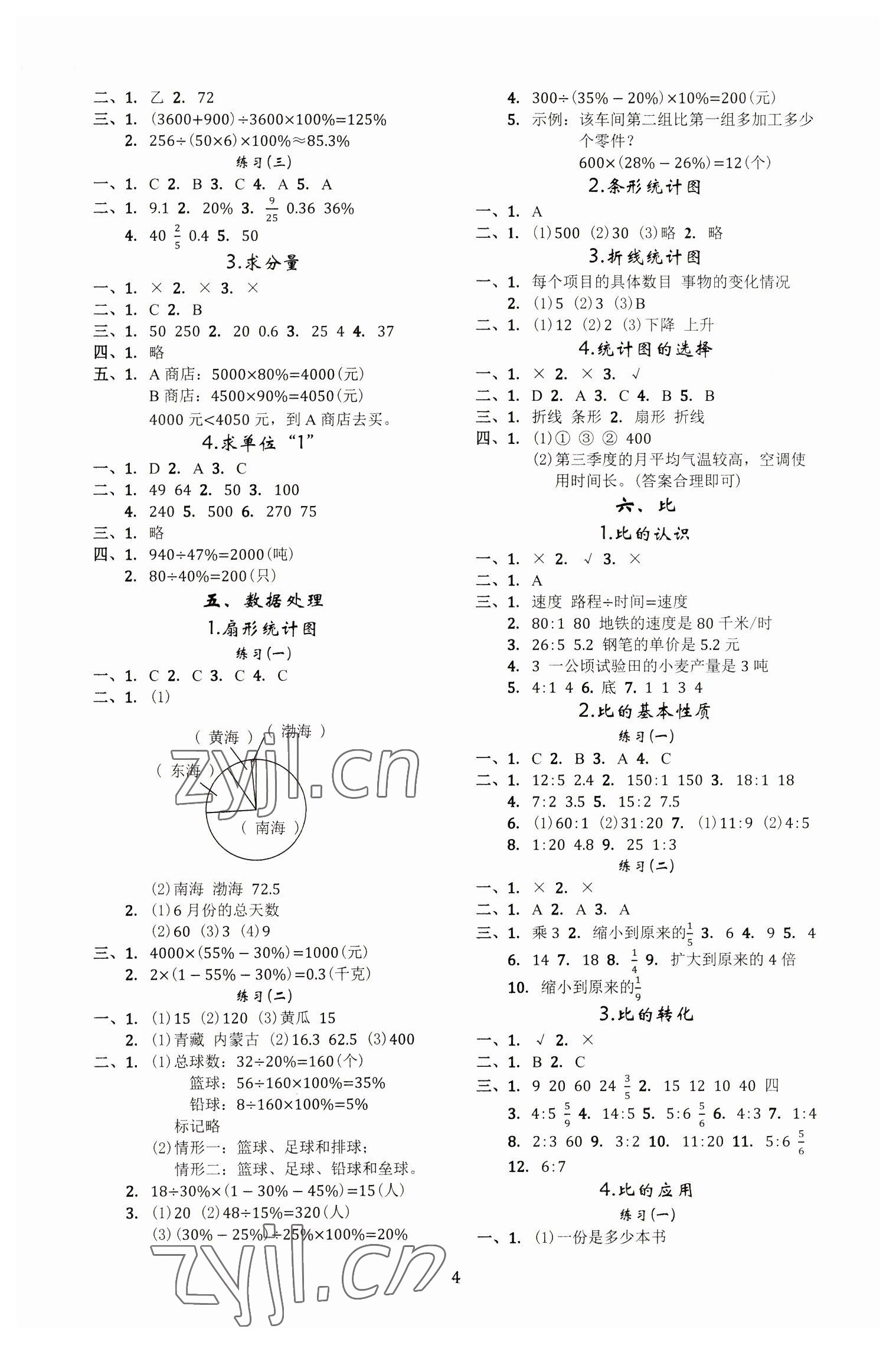 2022年云思路調(diào)考A加B六年級數(shù)學上冊北師大版 第4頁