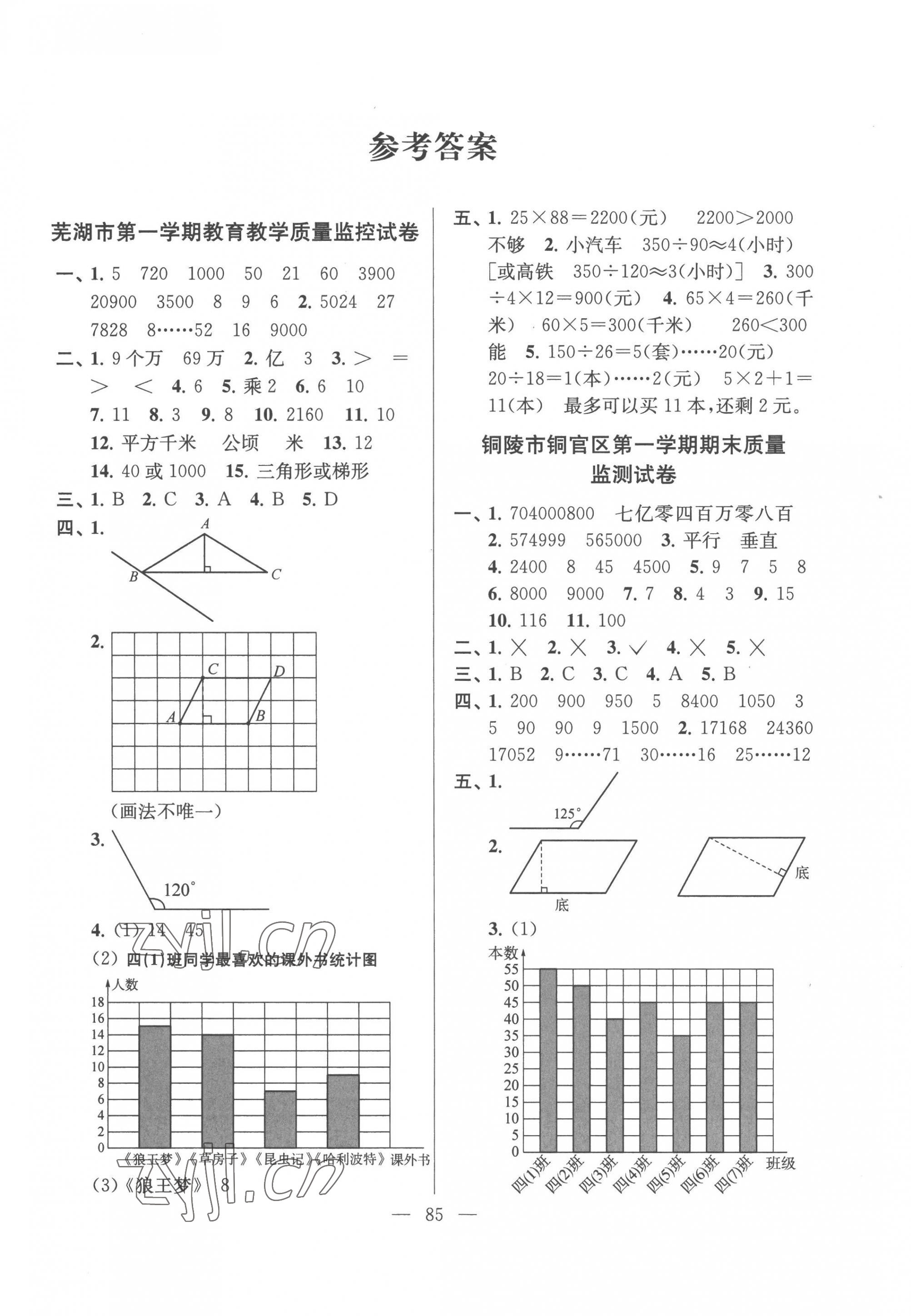 2022年超能学典各地期末试卷精选四年级数学上册人教版安徽专版 第1页