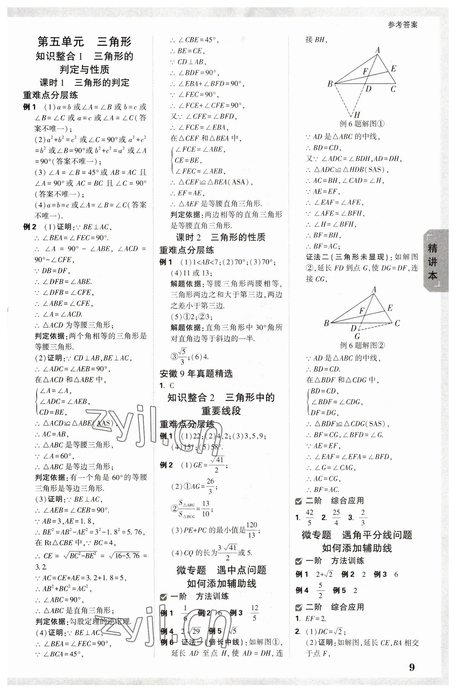 2023年萬唯中考試題研究數(shù)學中考安徽專版 參考答案第8頁