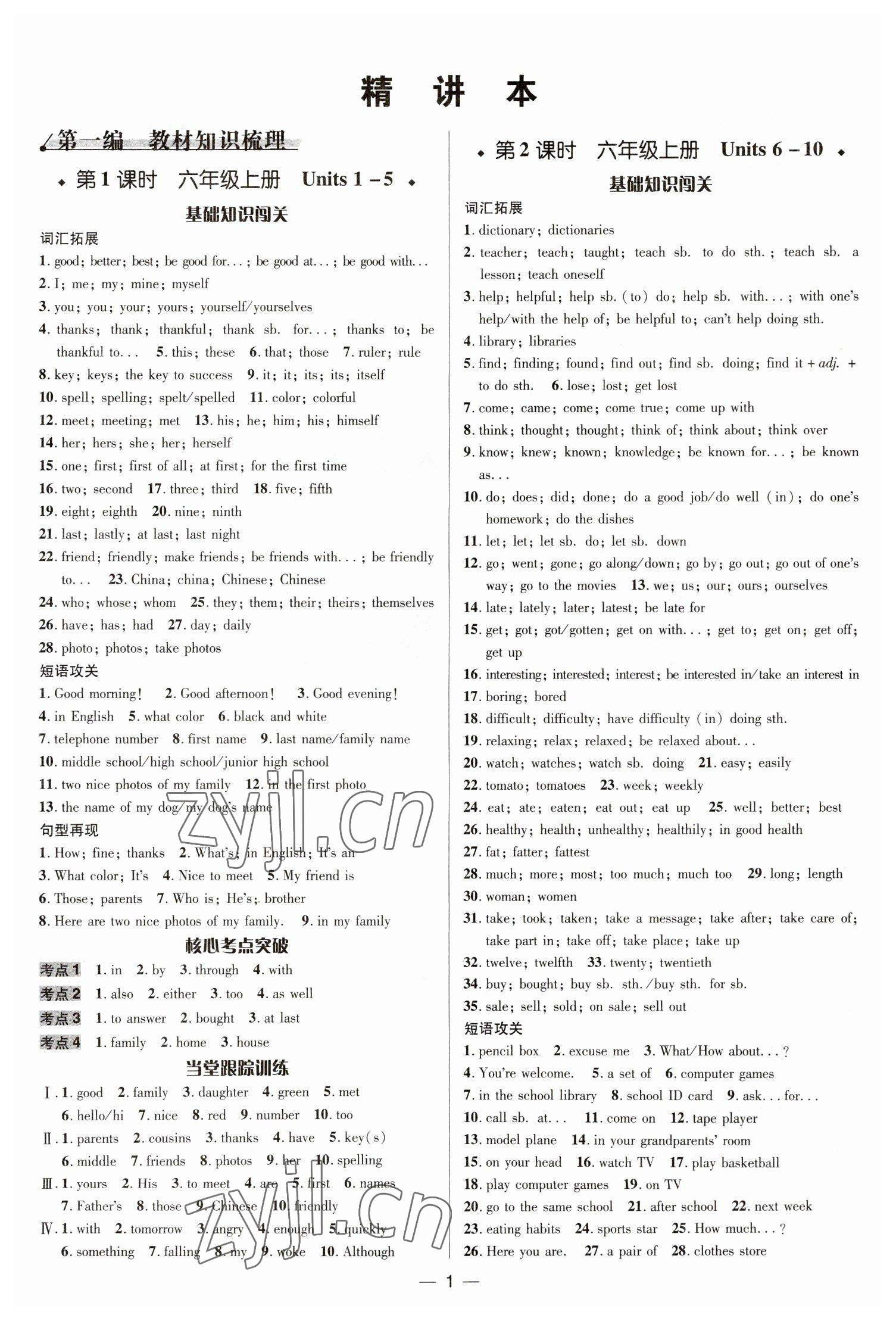 2023年中考對策英語魯教版泰安專版 參考答案第1頁