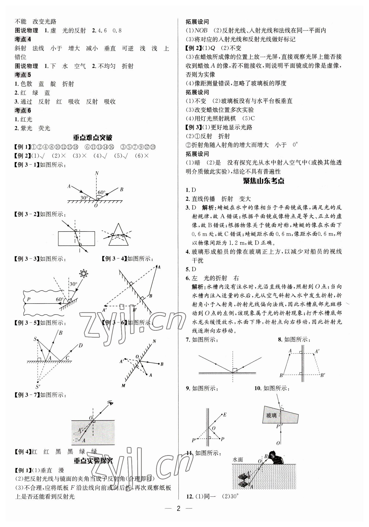 2023年中考對(duì)策物理泰安專版 參考答案第2頁(yè)