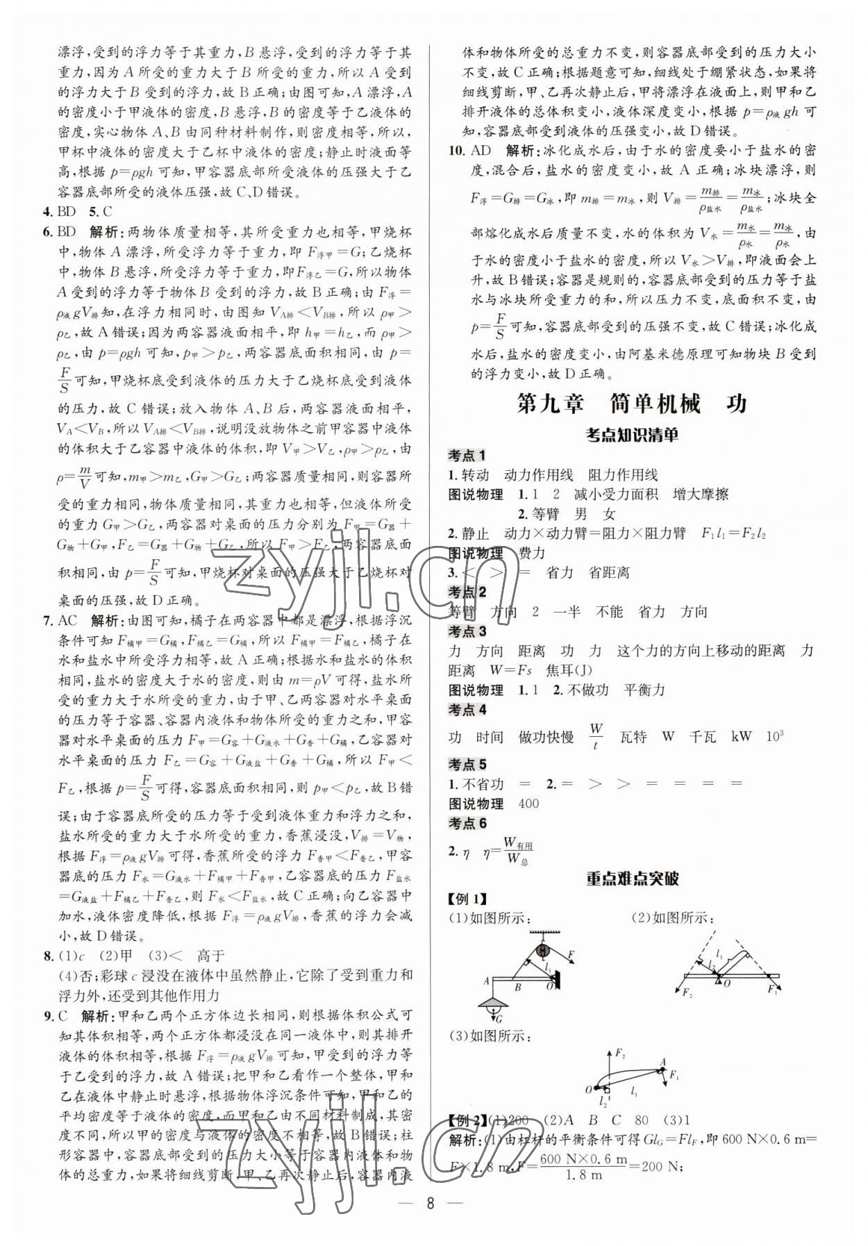 2023年中考對策物理泰安專版 參考答案第8頁