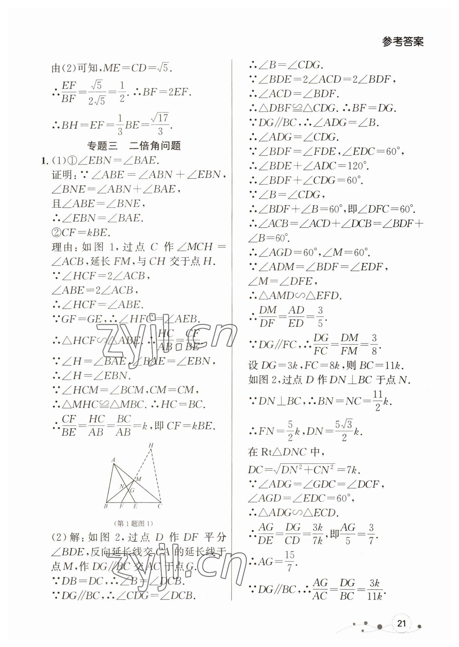 2023年大連中考沖刺專題探究復習數(shù)學 參考答案第21頁
