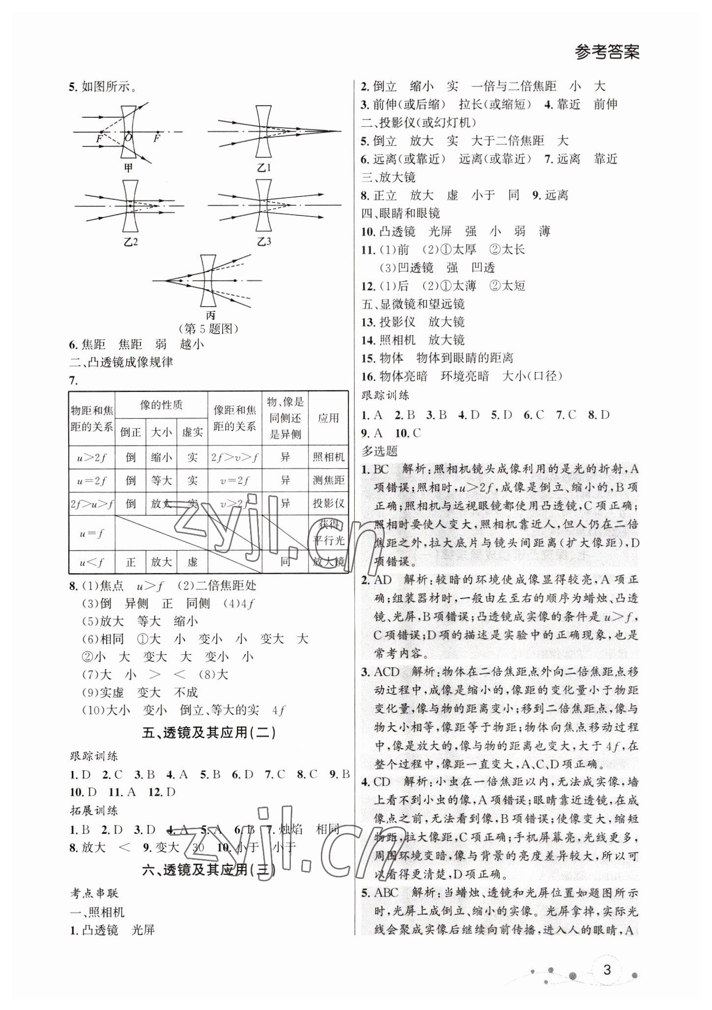 2023年中考冲刺课标复习物理 参考答案第3页