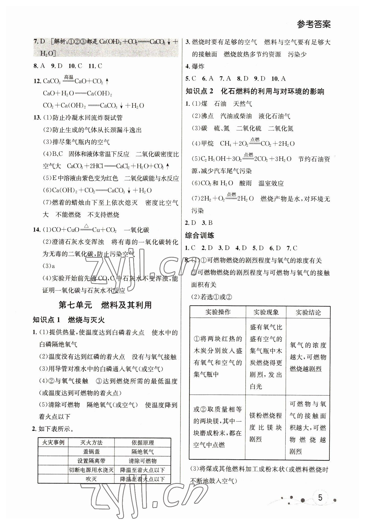 2023年大連中考沖刺課標(biāo)復(fù)習(xí)化學(xué) 參考答案第5頁