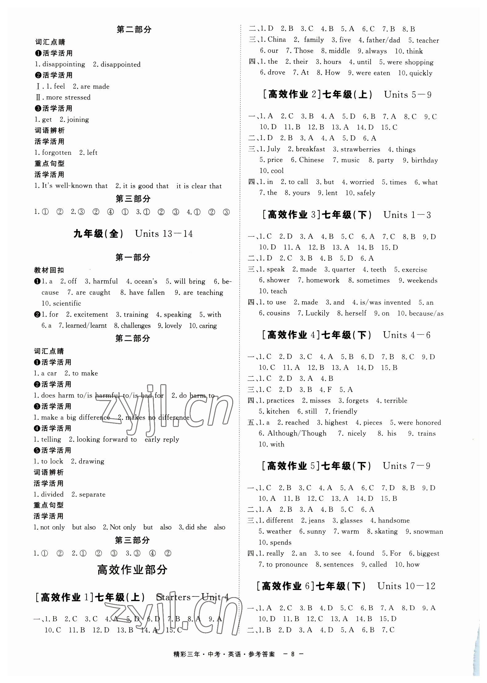 2023年精彩三年中考英語中考浙江專版 第8頁