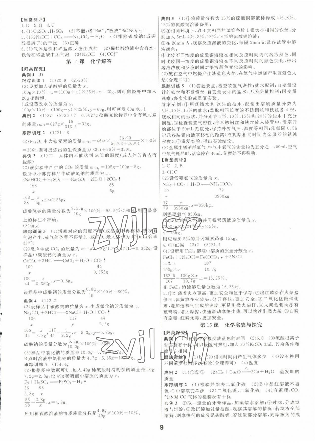 2023年全效學(xué)習(xí)中考學(xué)練測科學(xué)專題版 參考答案第8頁