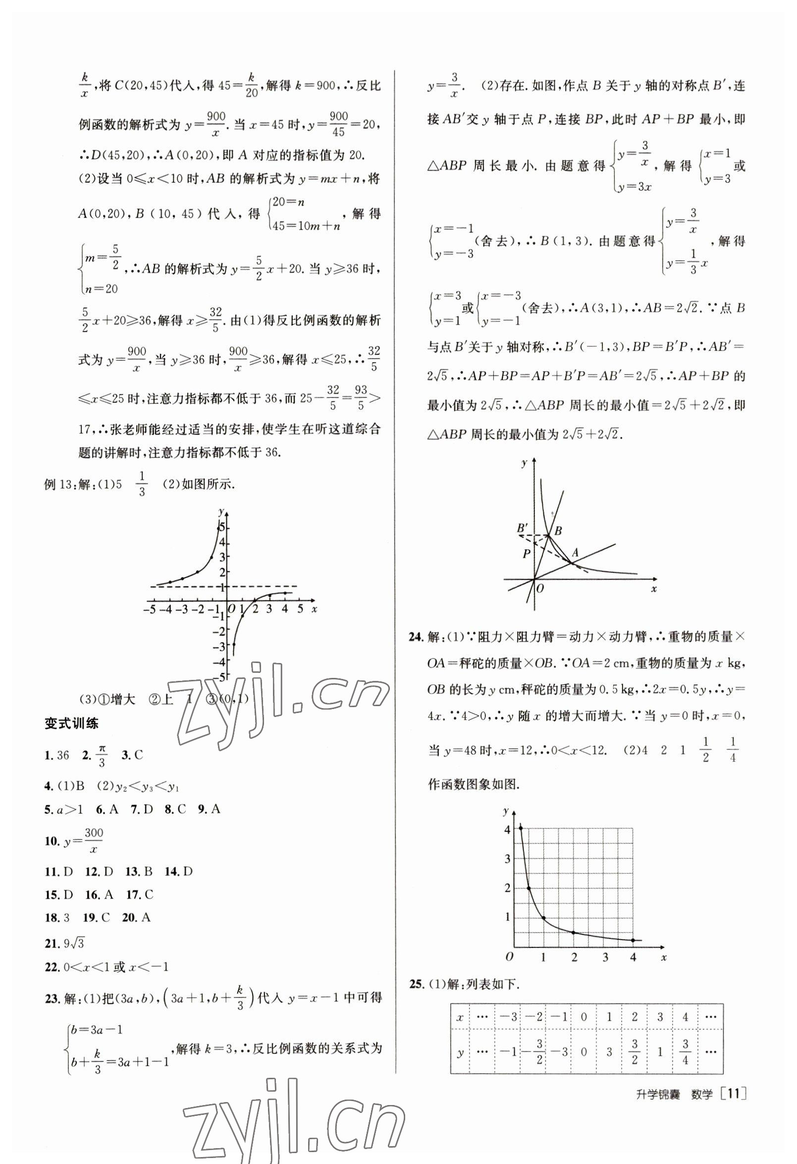 2023年升學錦囊數(shù)學泰安專版 參考答案第11頁