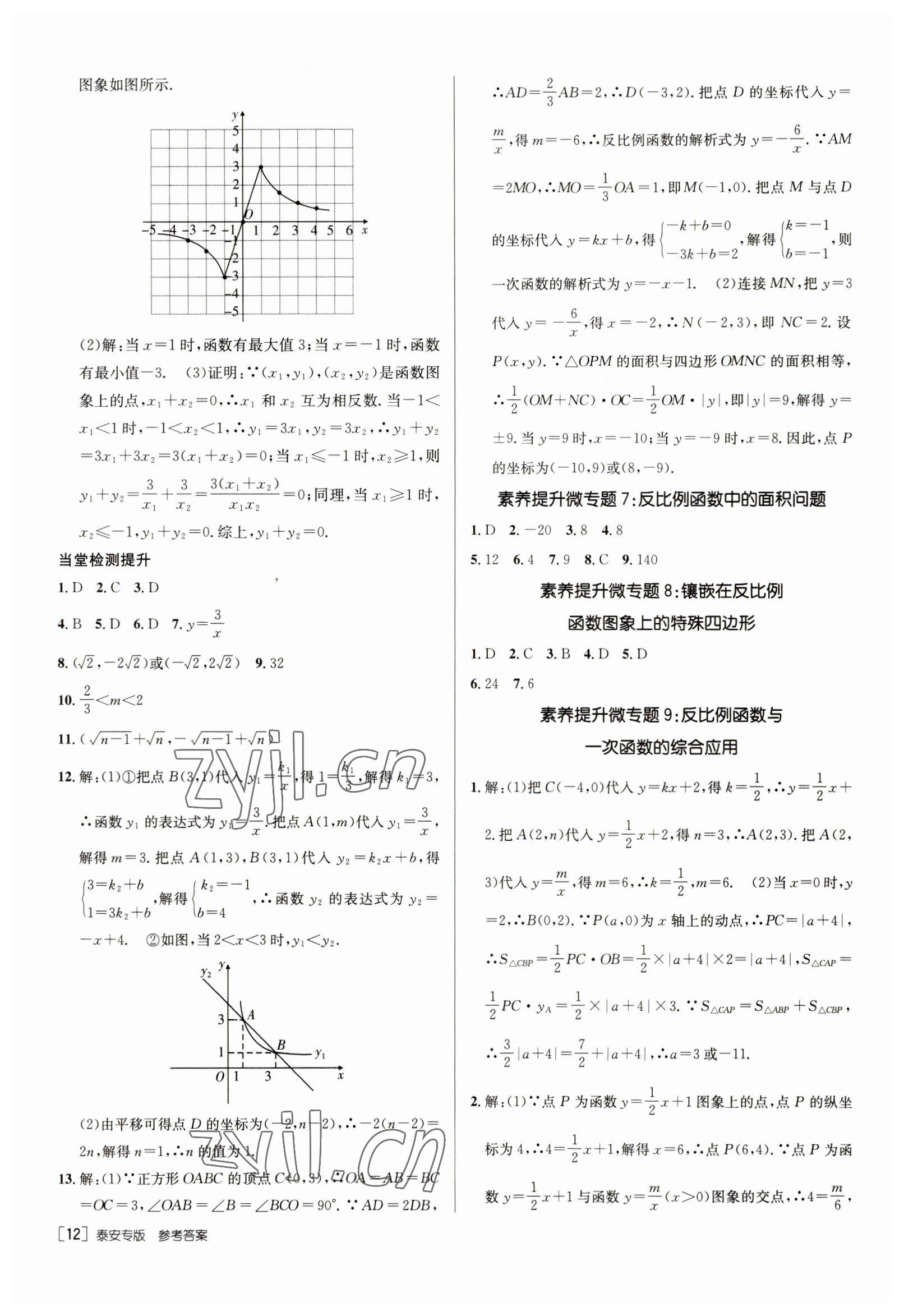 2023年升學(xué)錦囊數(shù)學(xué)泰安專版 參考答案第12頁(yè)