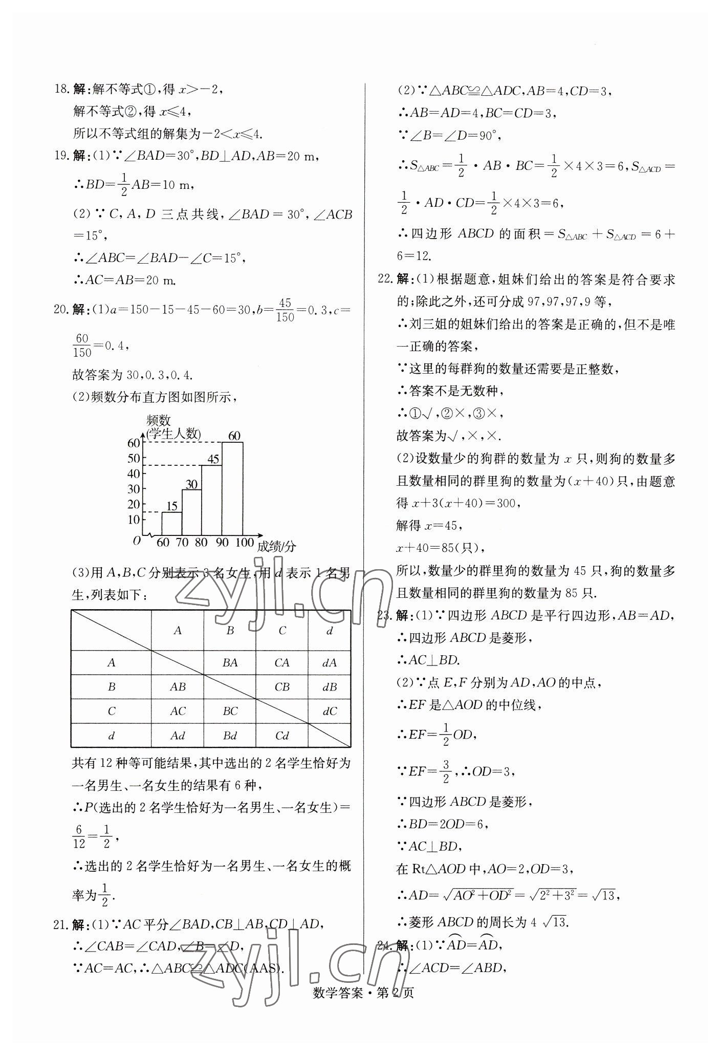 2023年湖南中考必備數(shù)學(xué) 參考答案第2頁(yè)