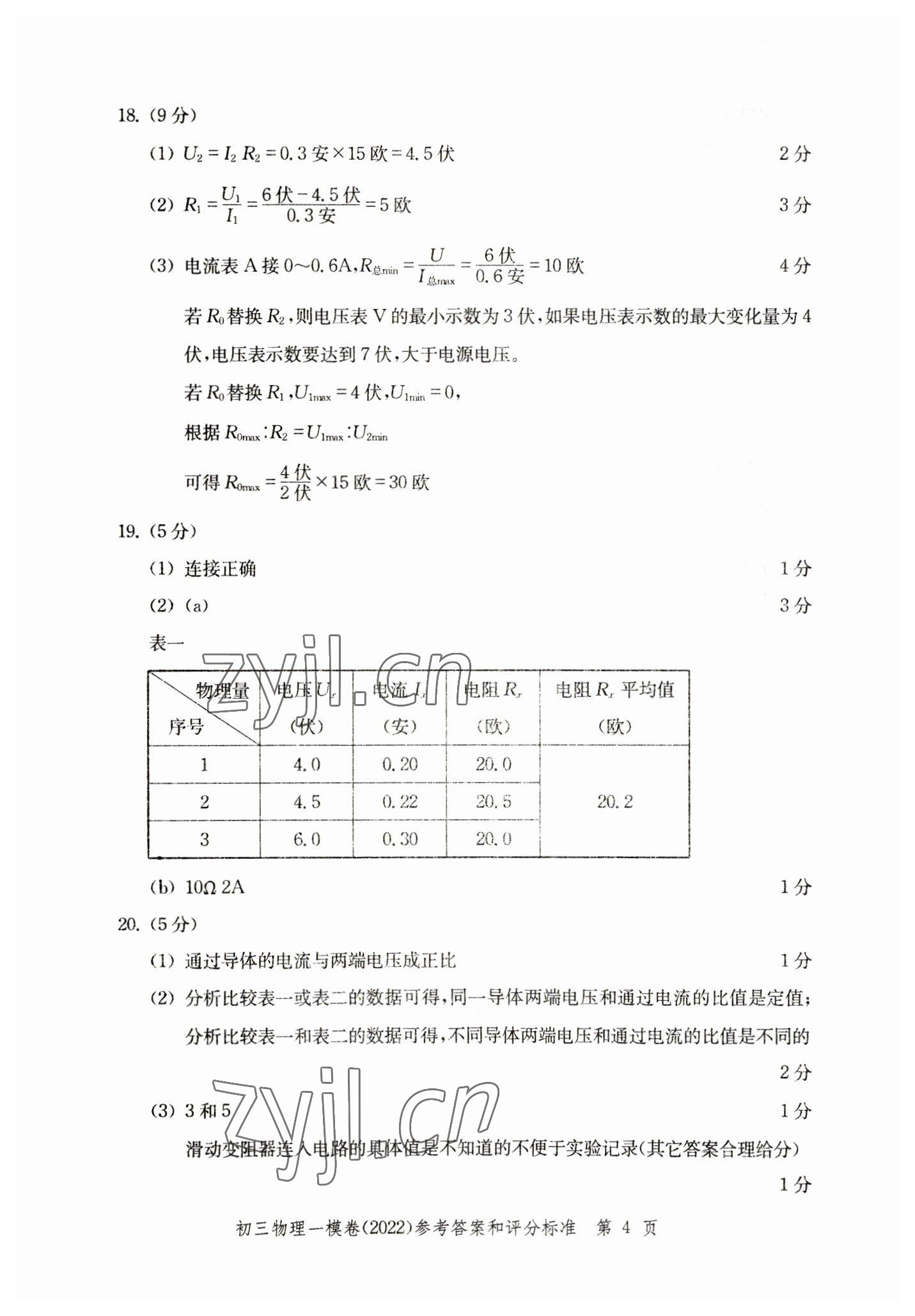 2019~2022年文化課強(qiáng)化訓(xùn)練物理 參考答案第4頁