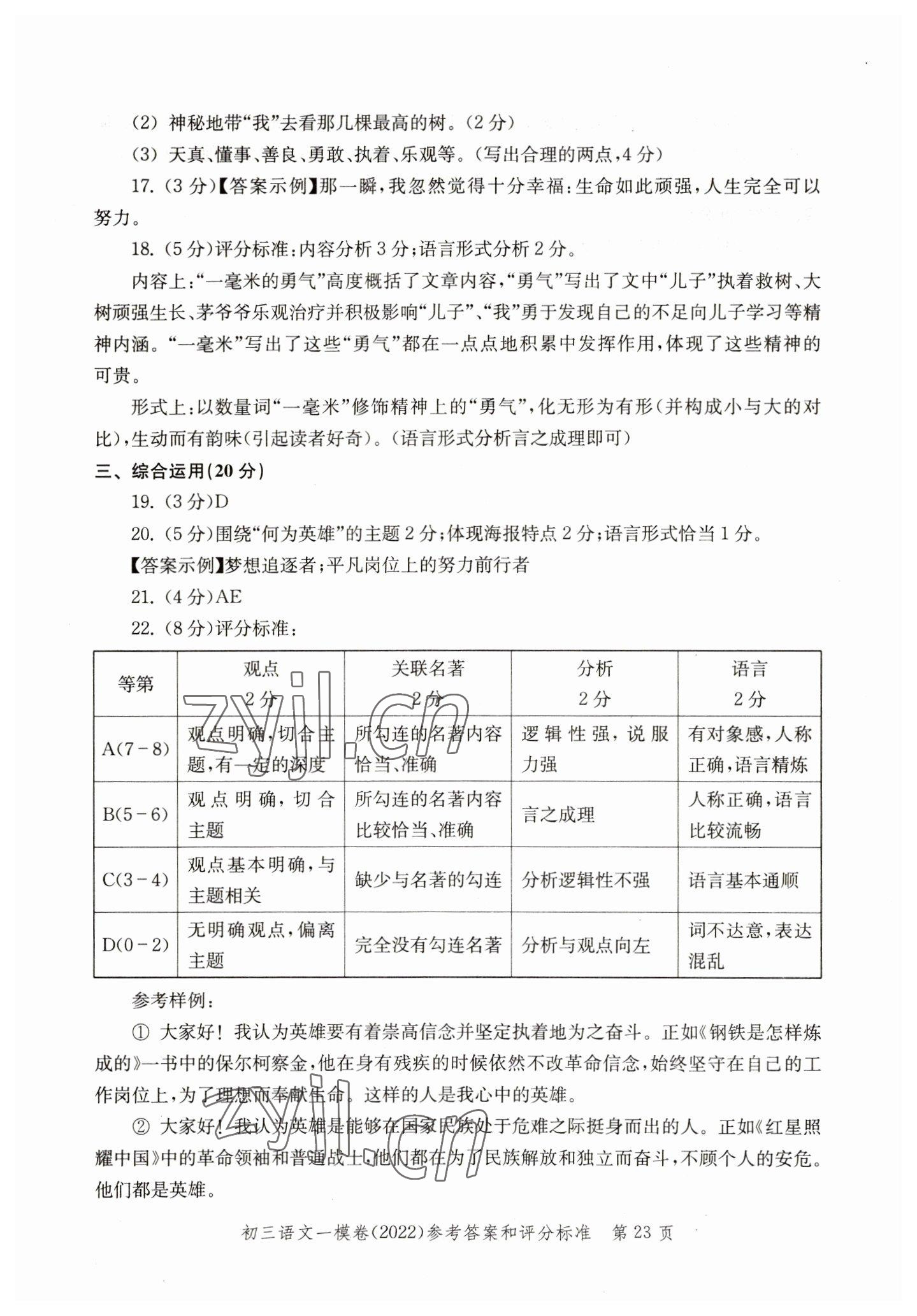 2019~2022年文化課強(qiáng)化訓(xùn)練語文 參考答案第23頁