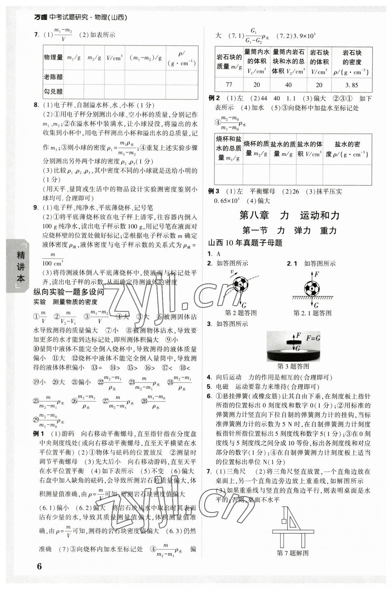 2023年万唯中考试题研究物理山西专版 参考答案第5页