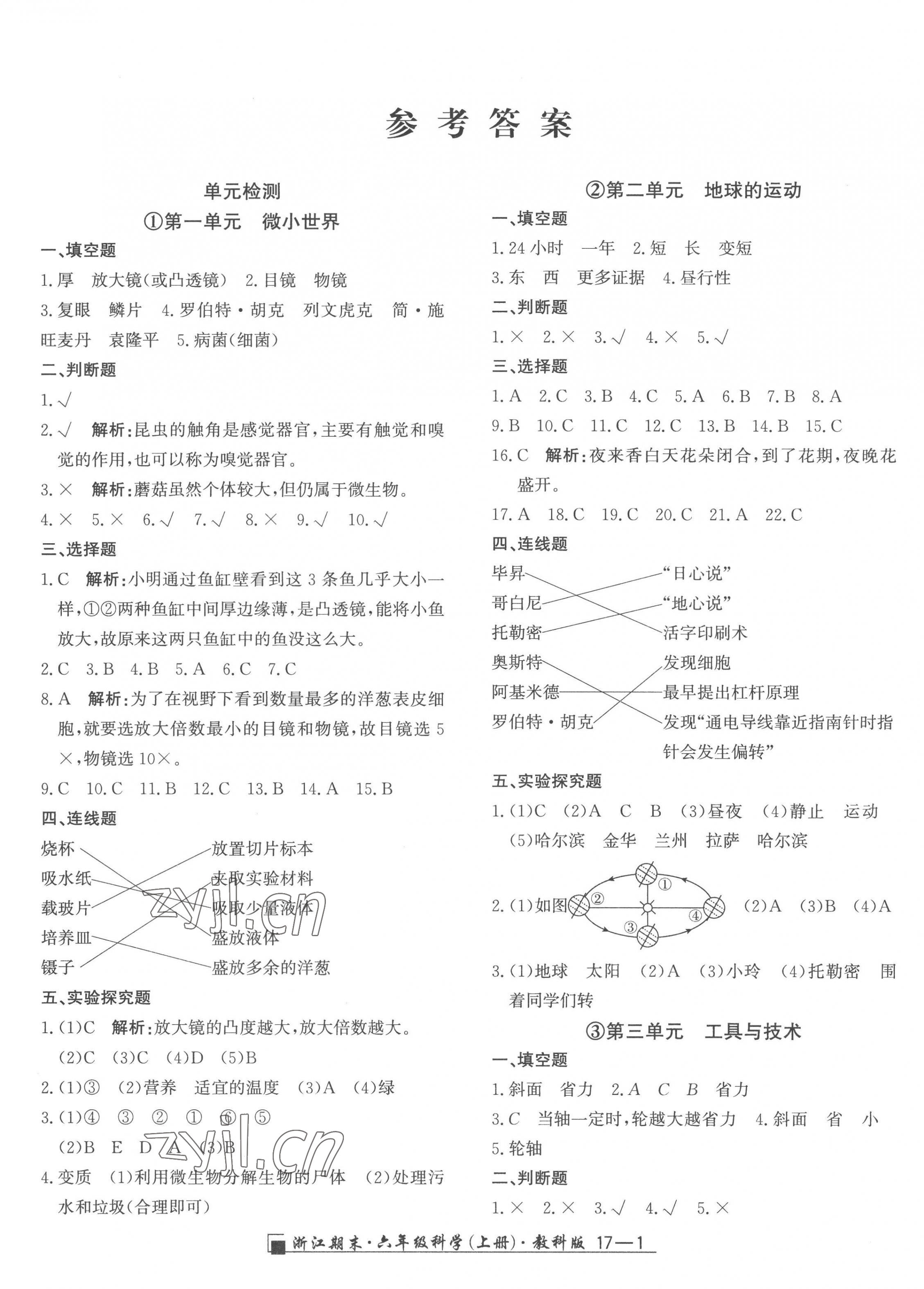 2022年勵(lì)耘書業(yè)浙江期末六年級(jí)科學(xué)上冊(cè)教科版 第1頁(yè)