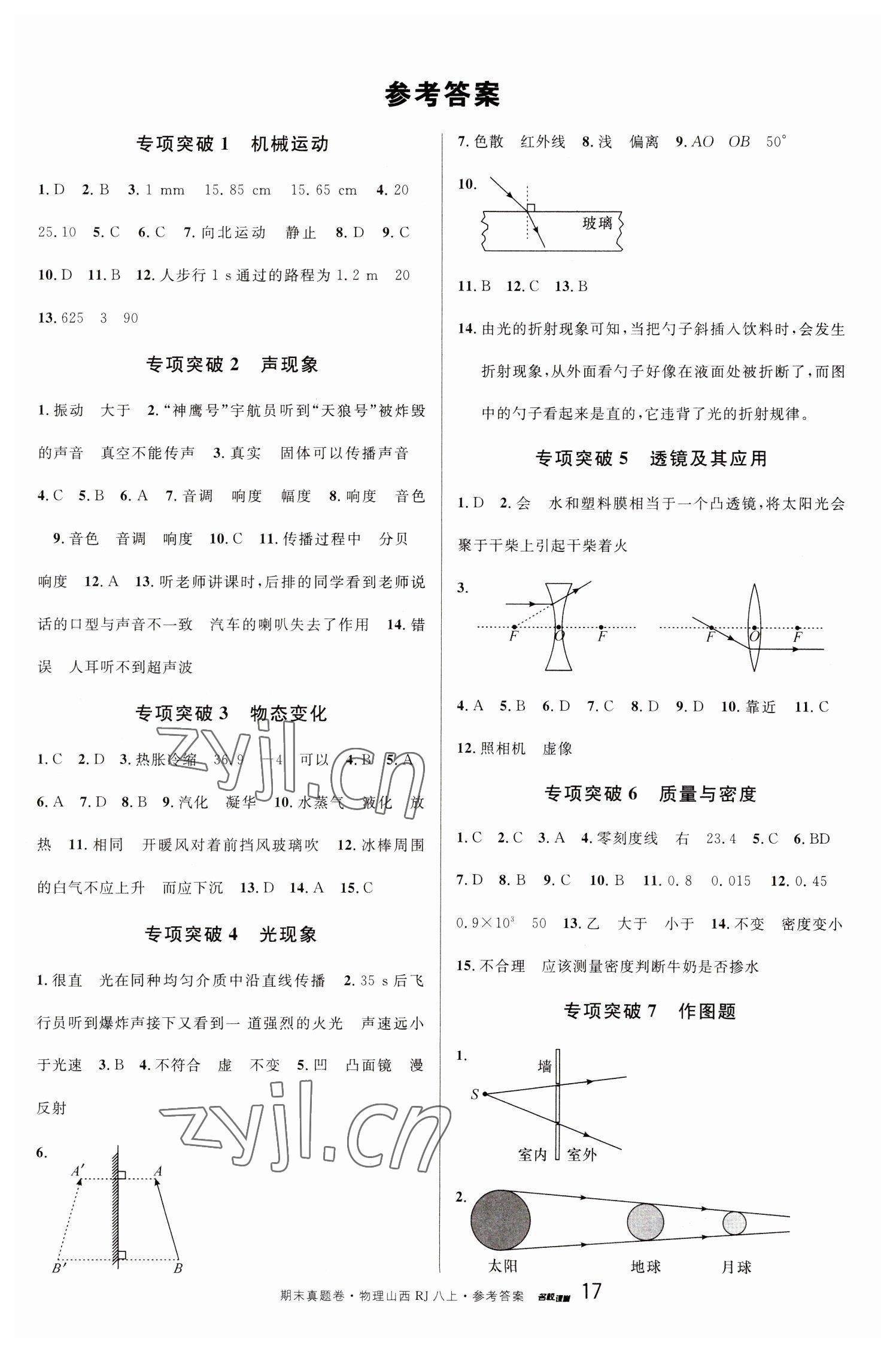 2022年本土期末卷八年級(jí)物理上冊(cè)人教版山西專版 第1頁