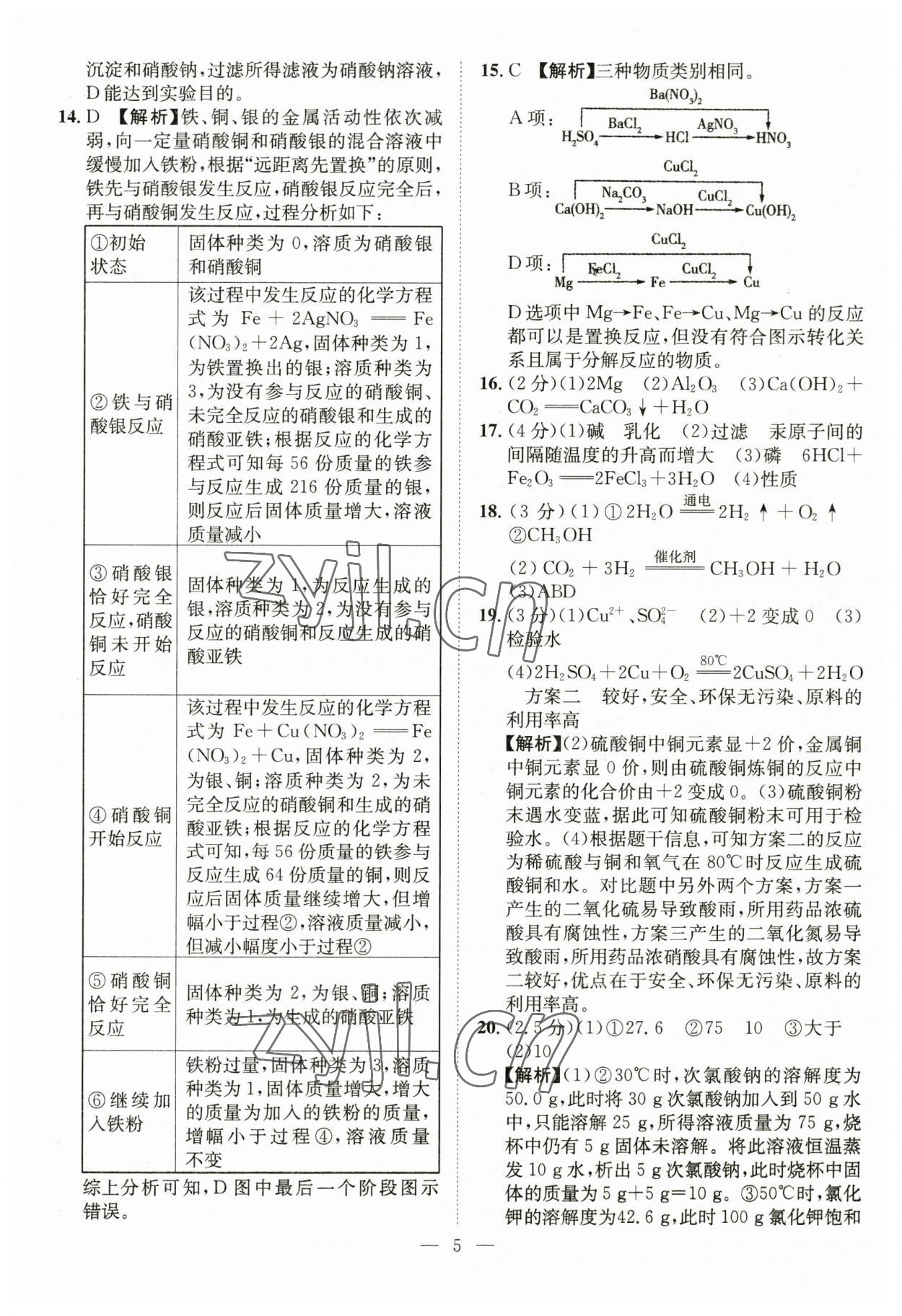 2023年智慧萬羽中考試題薈萃化學(xué)湖北中考 參考答案第5頁