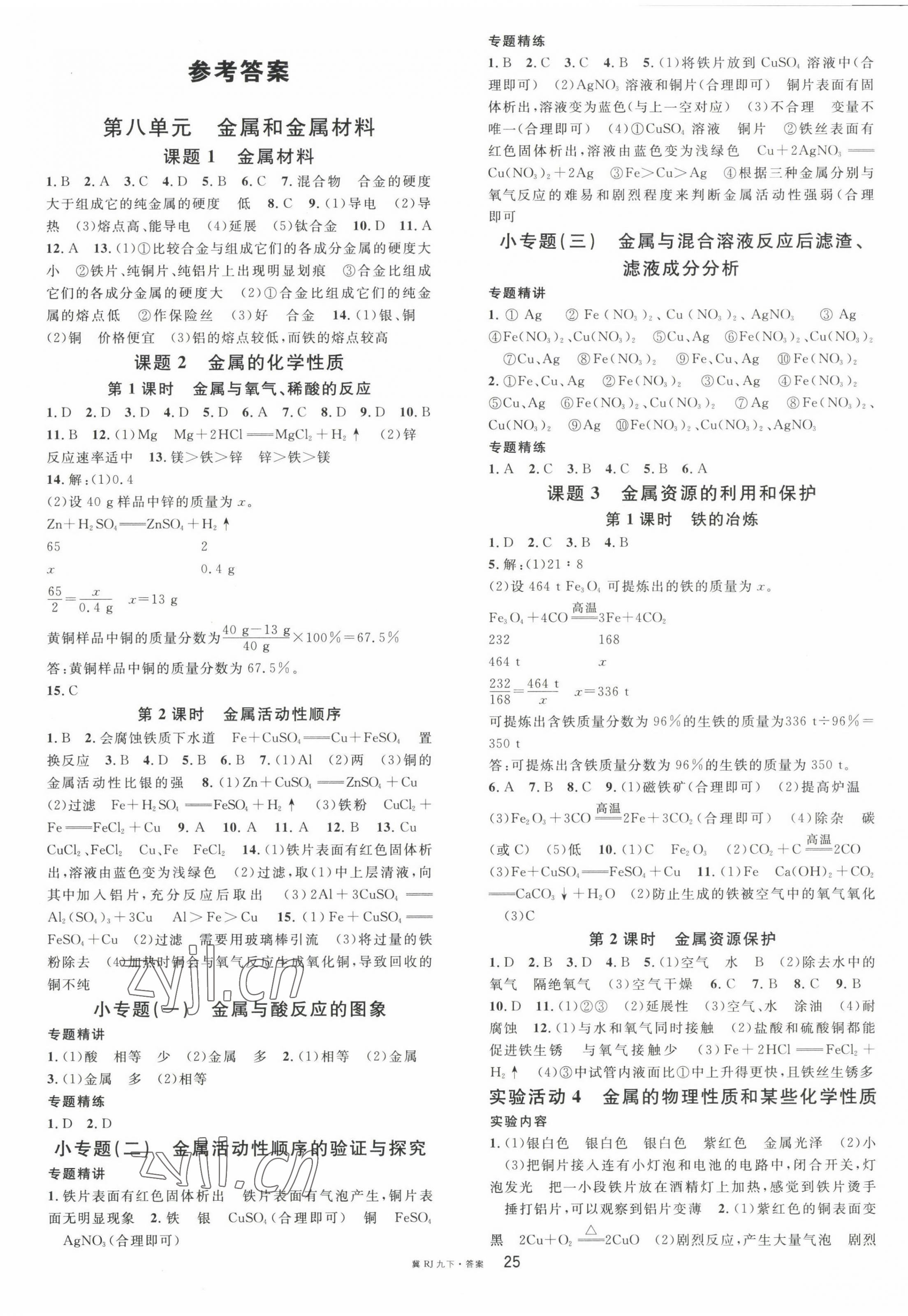 2023年名校課堂九年級化學下冊人教版1河北專版 第1頁