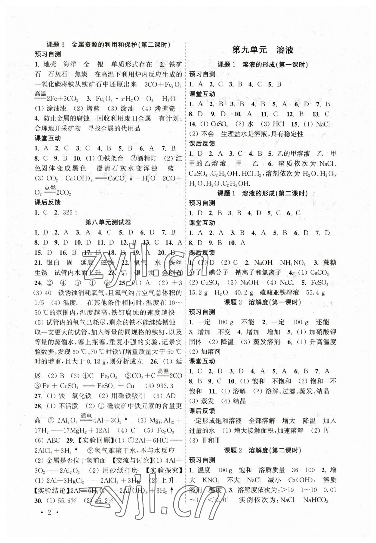 2023年高效精练九年级化学下册人教版 第2页