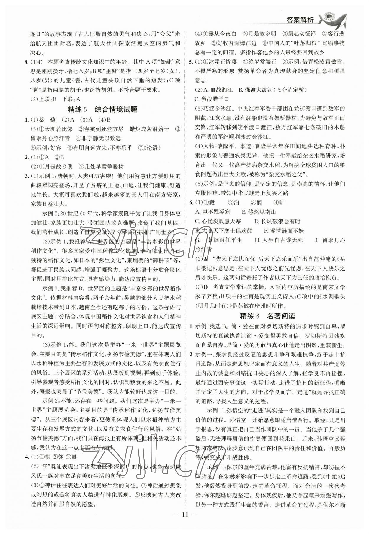 2023年世紀(jì)金榜新中考ABC語文浙江專版 參考答案第10頁