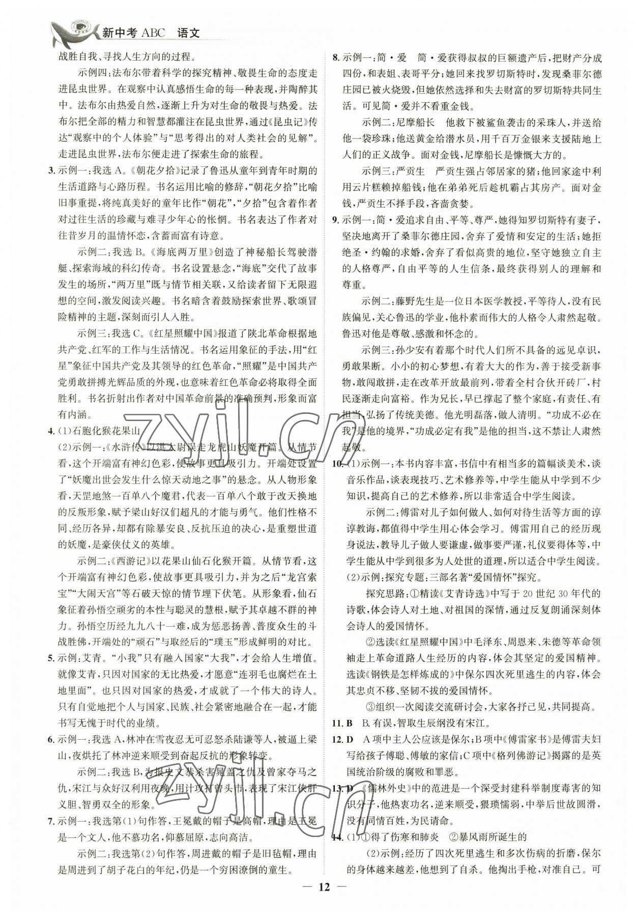 2023年世紀(jì)金榜新中考ABC語(yǔ)文浙江專(zhuān)版 參考答案第11頁(yè)