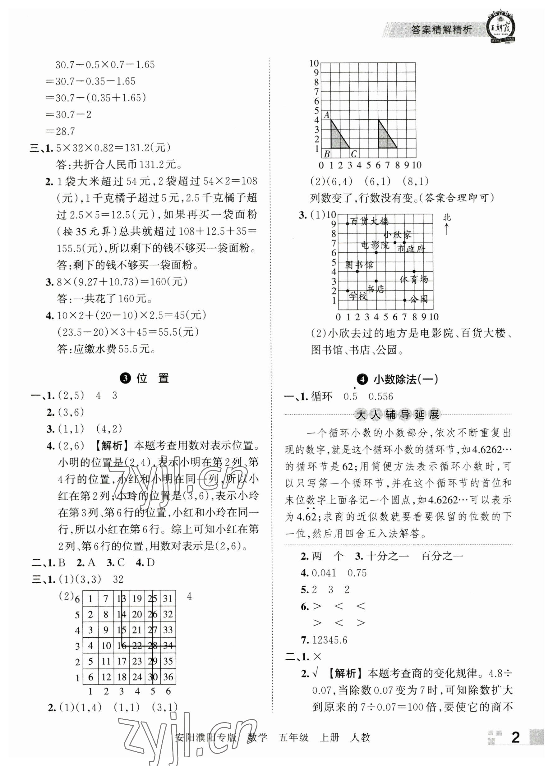 2022年王朝霞期末真題精編五年級(jí)數(shù)學(xué)上冊(cè)人教版安濮專版 參考答案第2頁