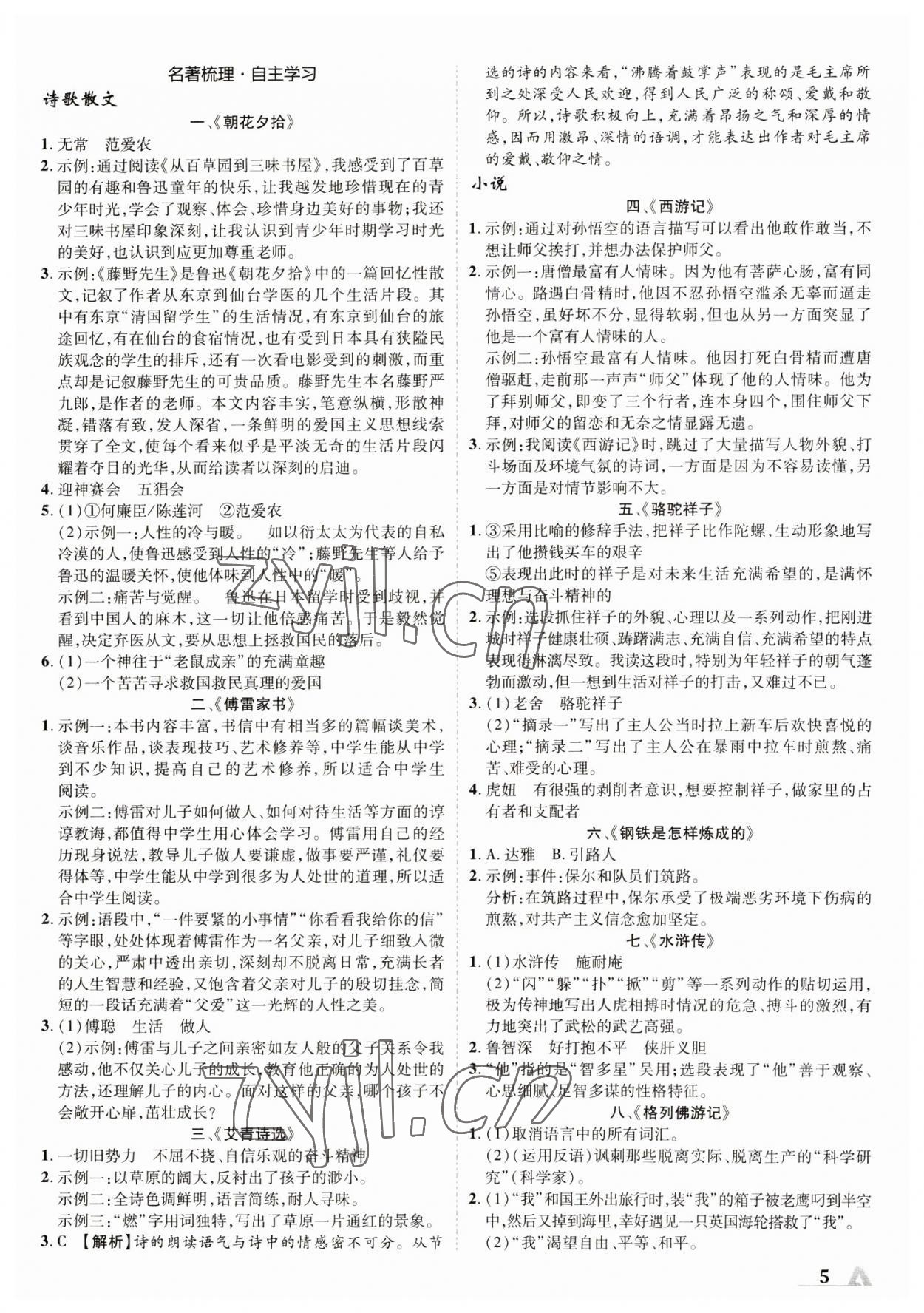 2023年卓文書業(yè)加速度語文人教版陜西專版 參考答案第4頁