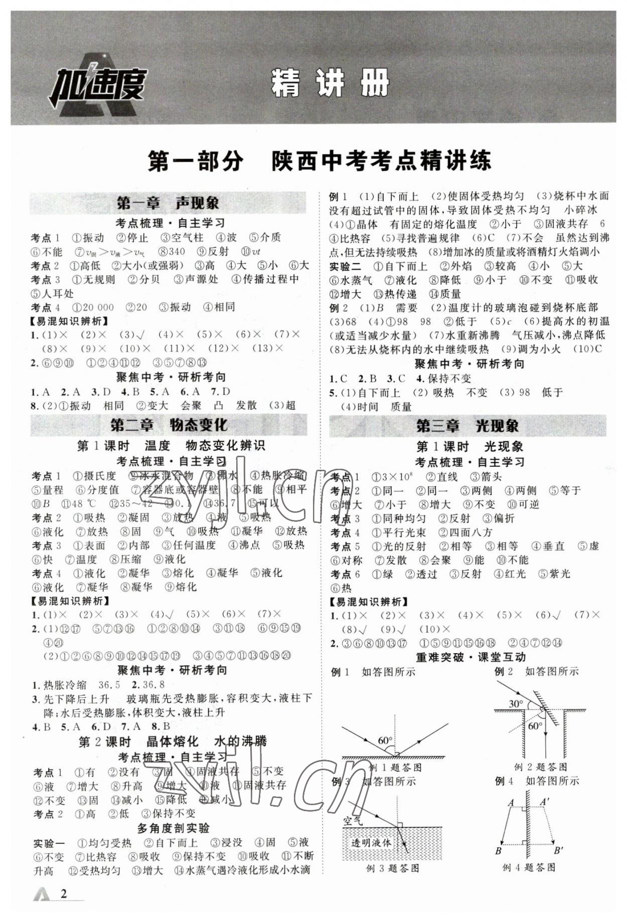 2023年卓文書業(yè)加速度物理人教版陜西專版 參考答案第1頁