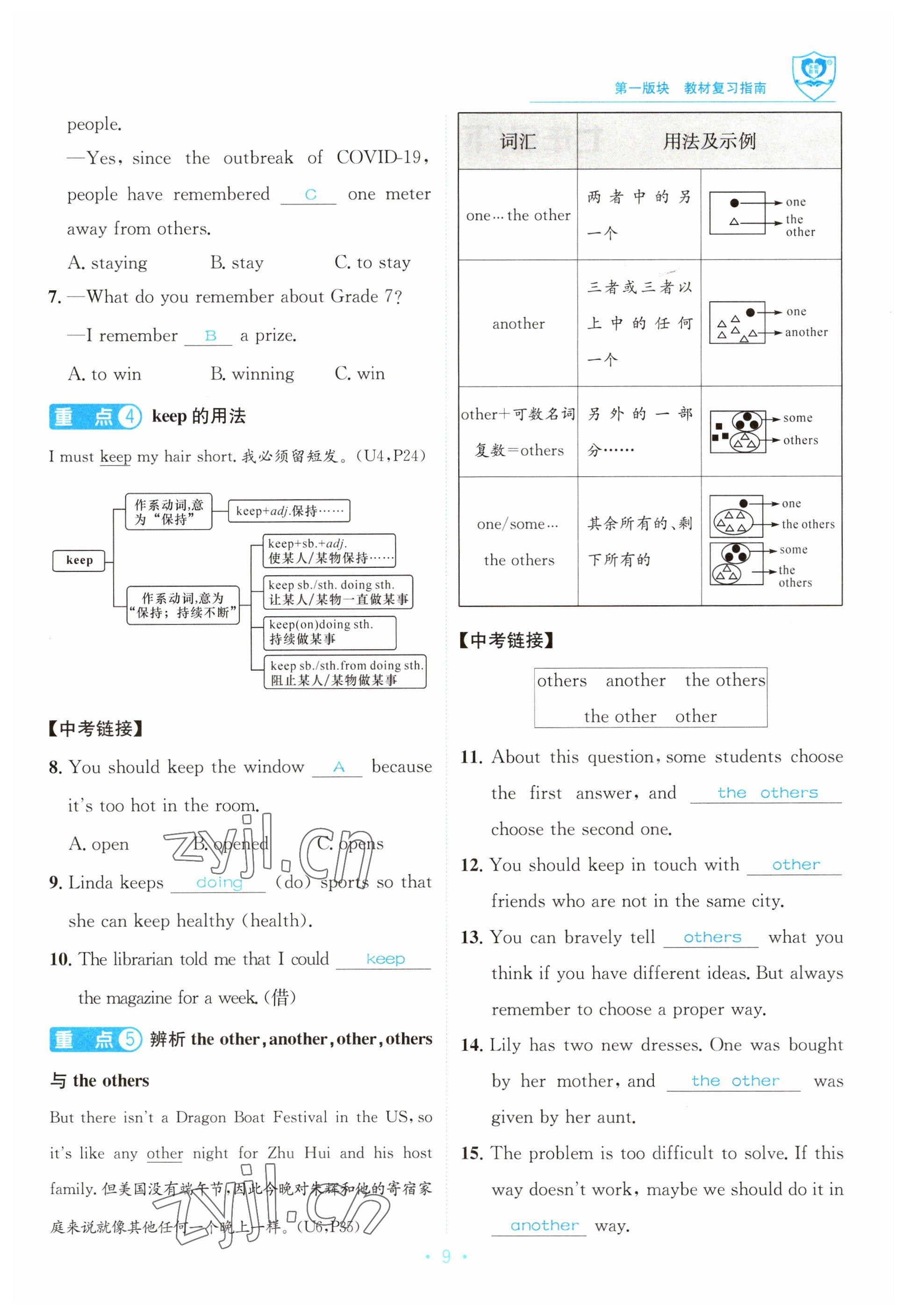 2023年指南針中考前沿英語(yǔ) 參考答案第9頁(yè)