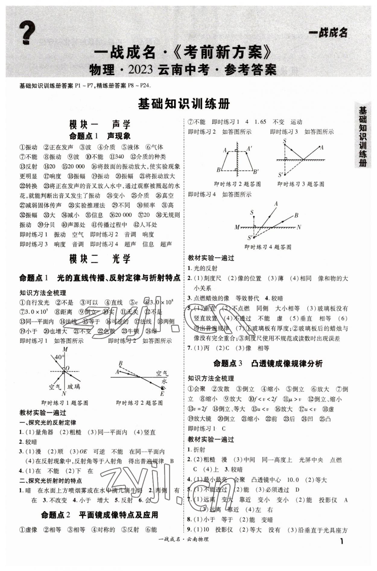 2023年一战成名考前新方案物理云南专版 第1页