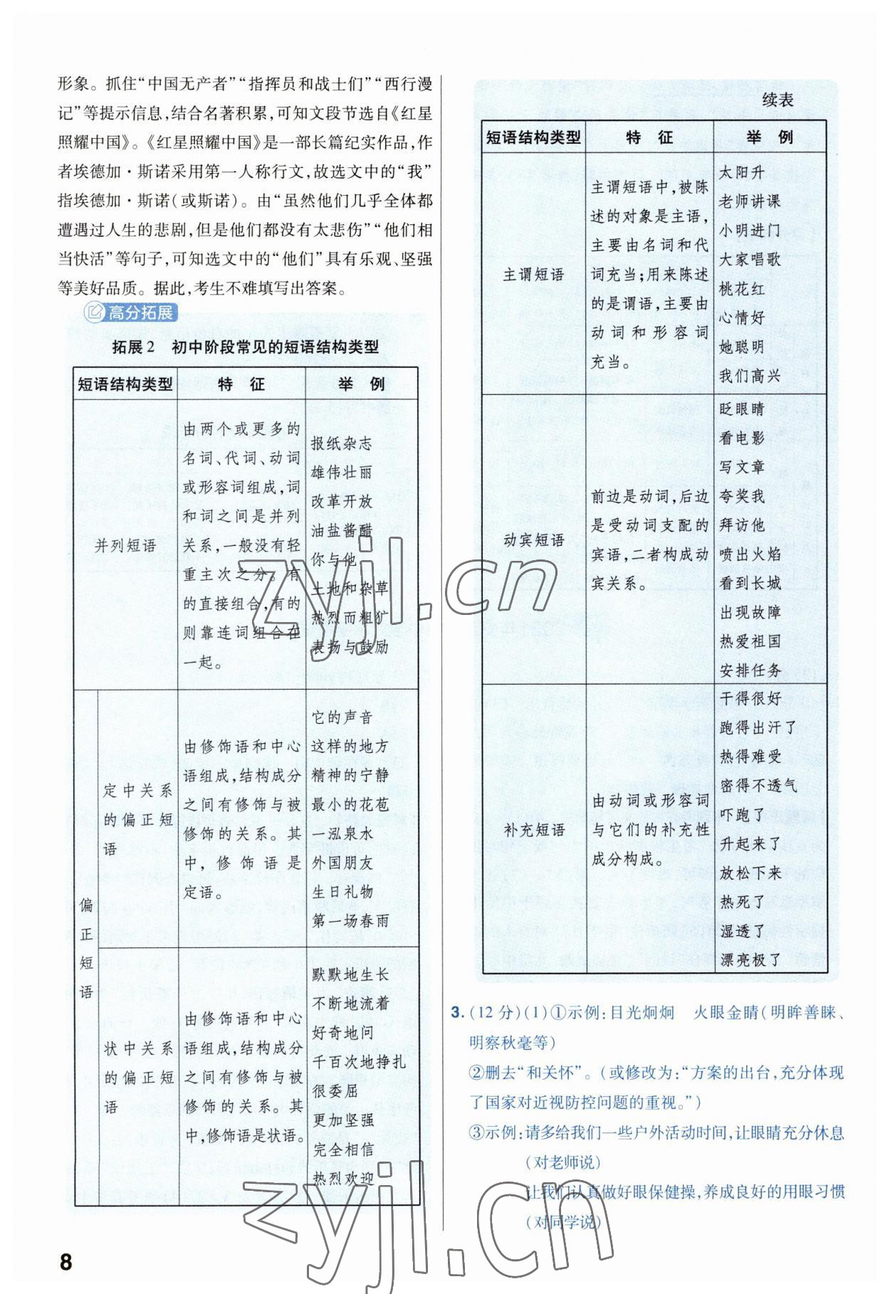 2023年金考卷45套匯編語文安徽專版 參考答案第8頁