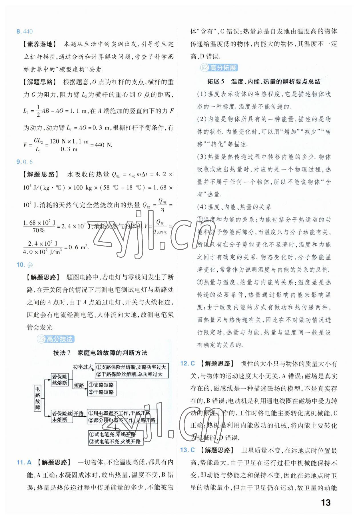 2023年金考卷45套汇编物理安徽专版 参考答案第13页