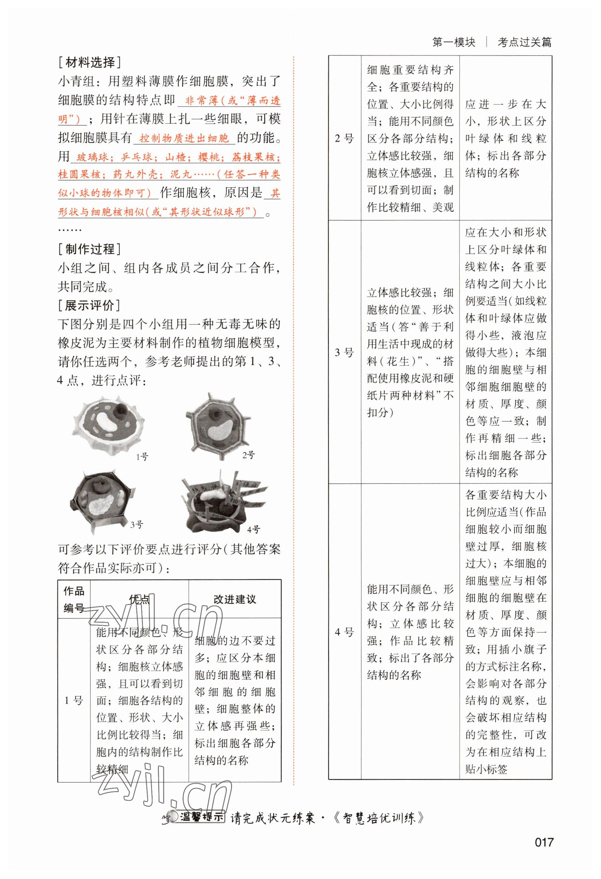 2023年中考狀元生物 參考答案第17頁