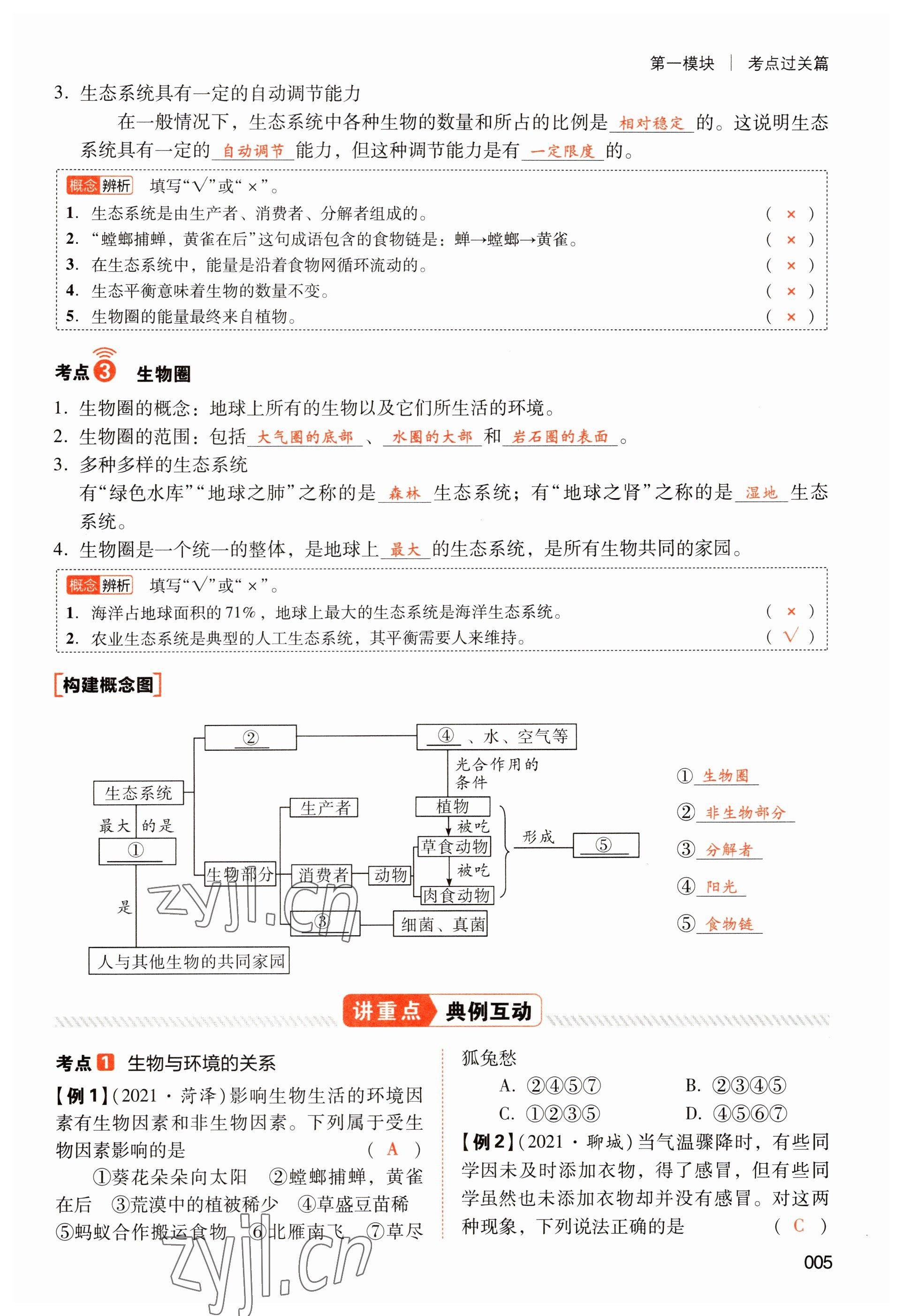 2023年中考狀元生物 參考答案第5頁