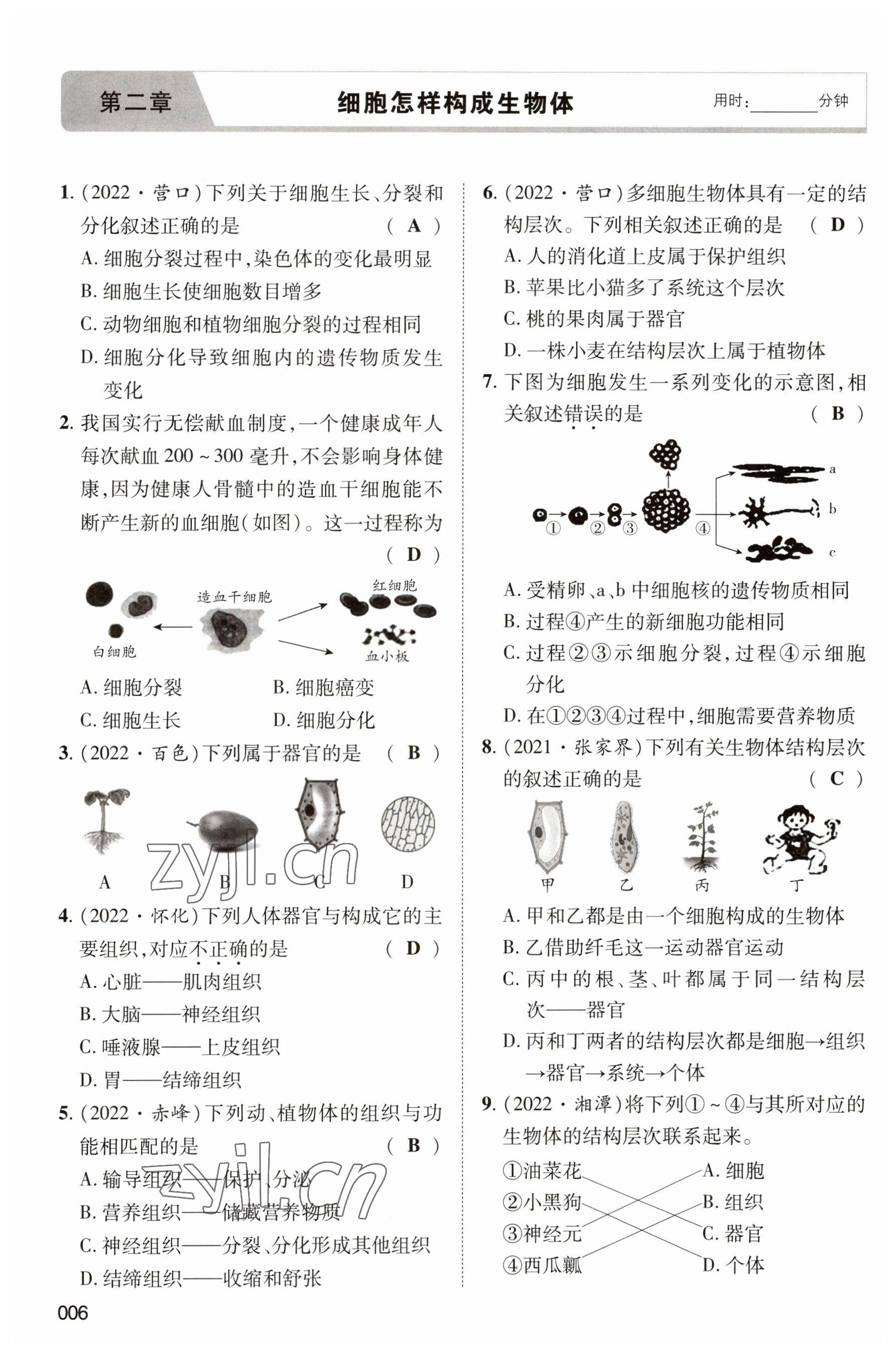 2023年中考狀元生物 參考答案第6頁