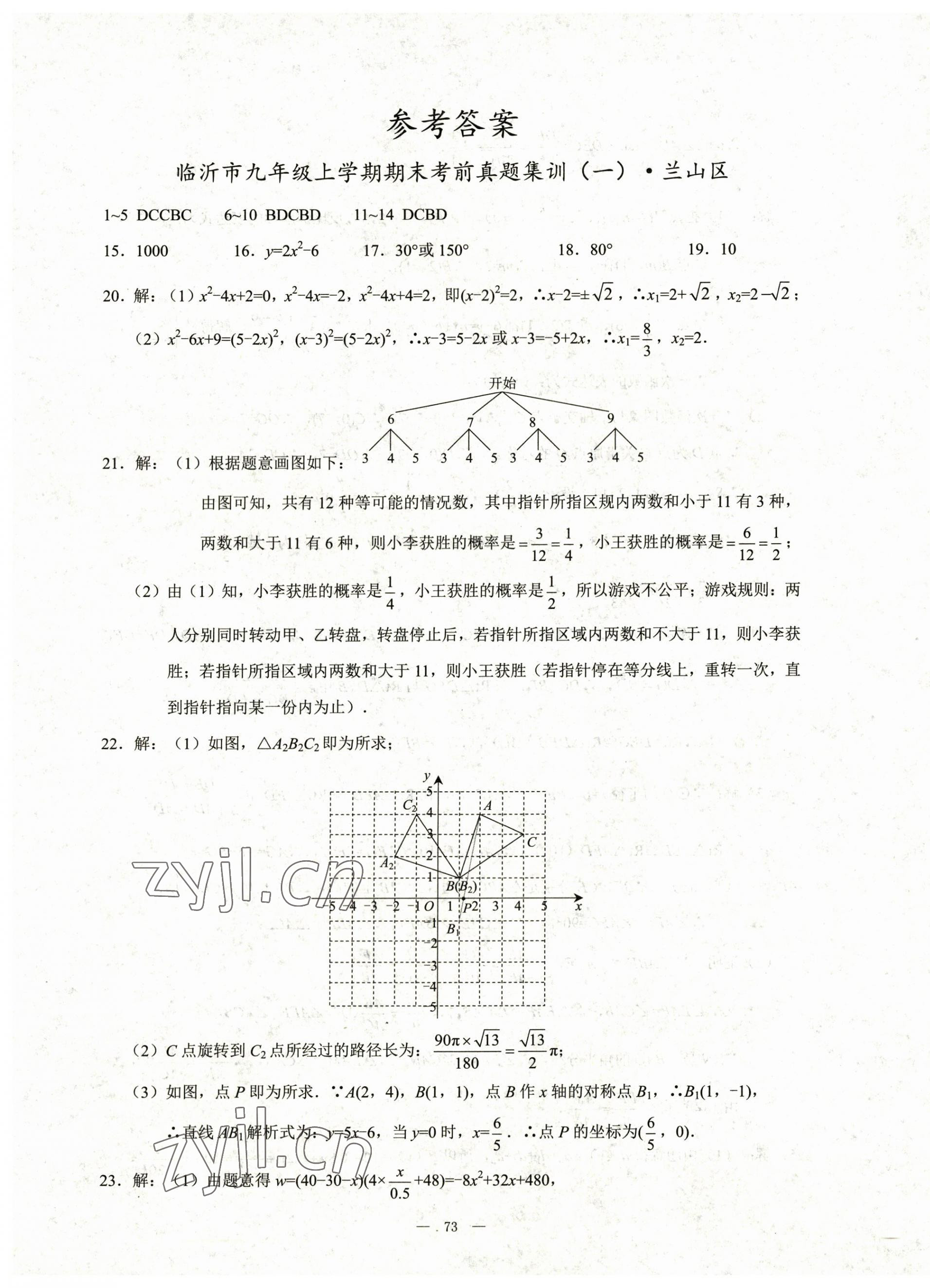 2022年期末奪冠九年級(jí)數(shù)學(xué)上冊(cè)人教版臨沂專(zhuān)版 第1頁(yè)