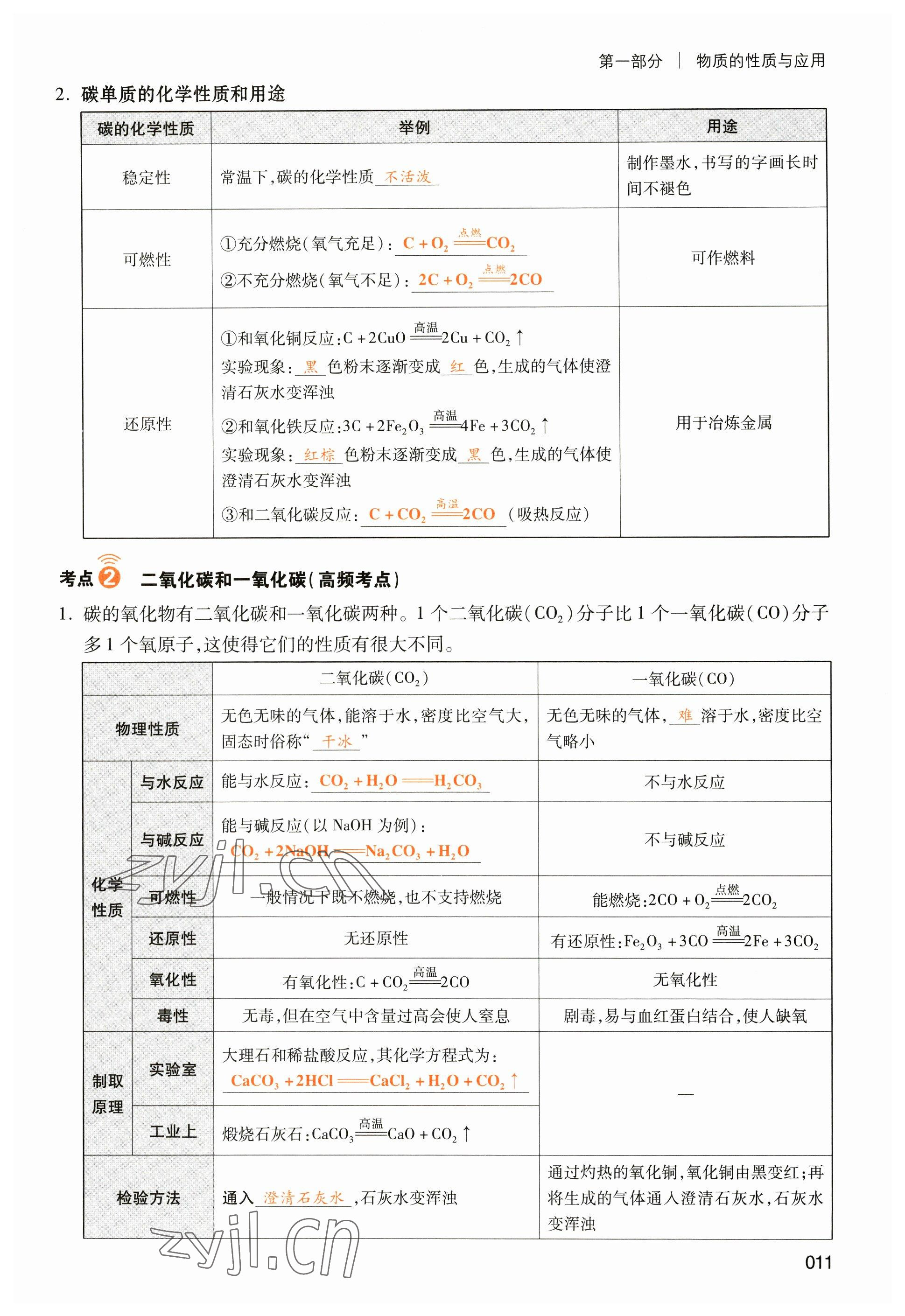 2023年中考状元化学 参考答案第11页