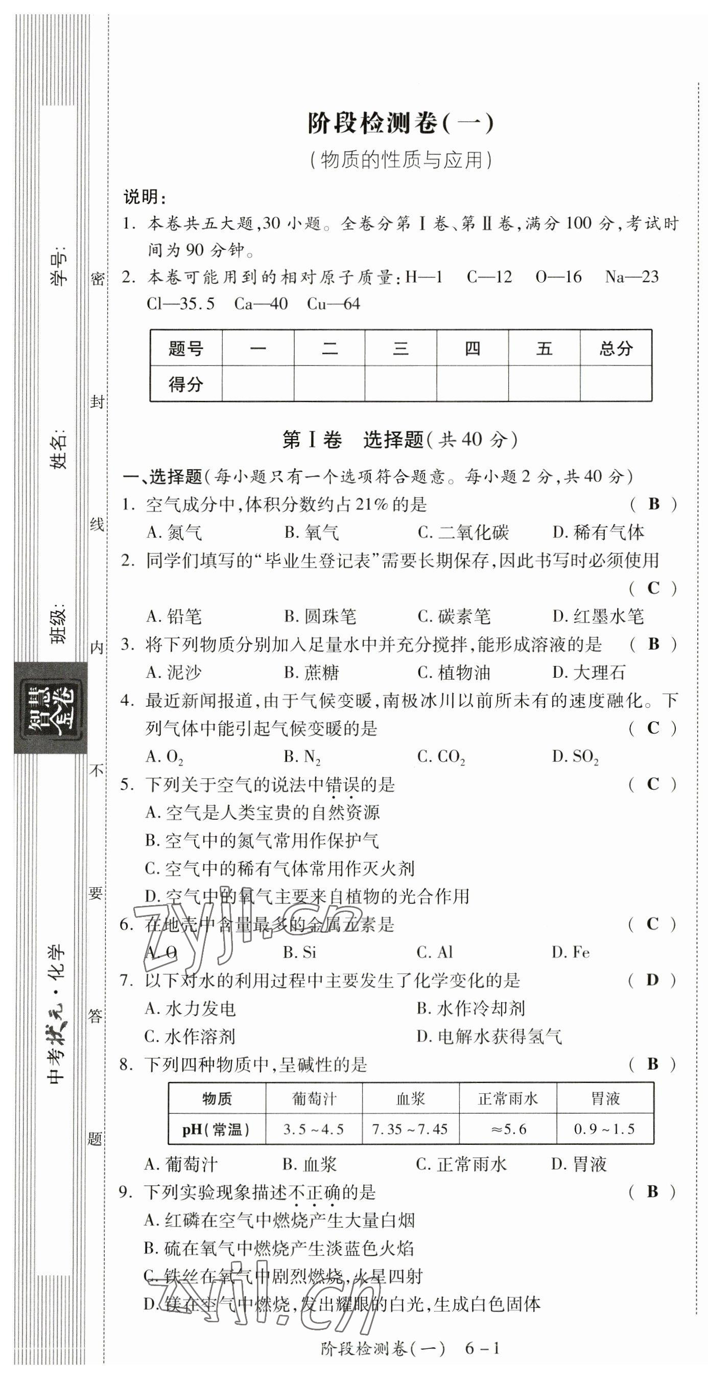 2023年中考状元化学 第1页