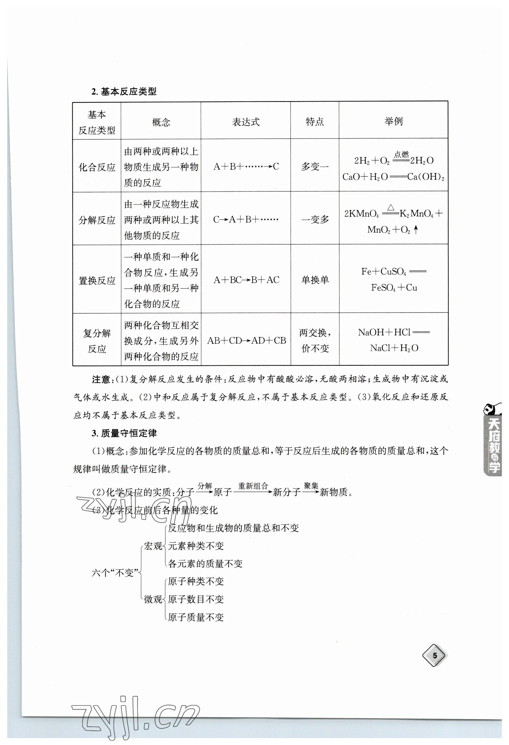 2023年天府教與學中考復(fù)習與訓練化學 參考答案第5頁