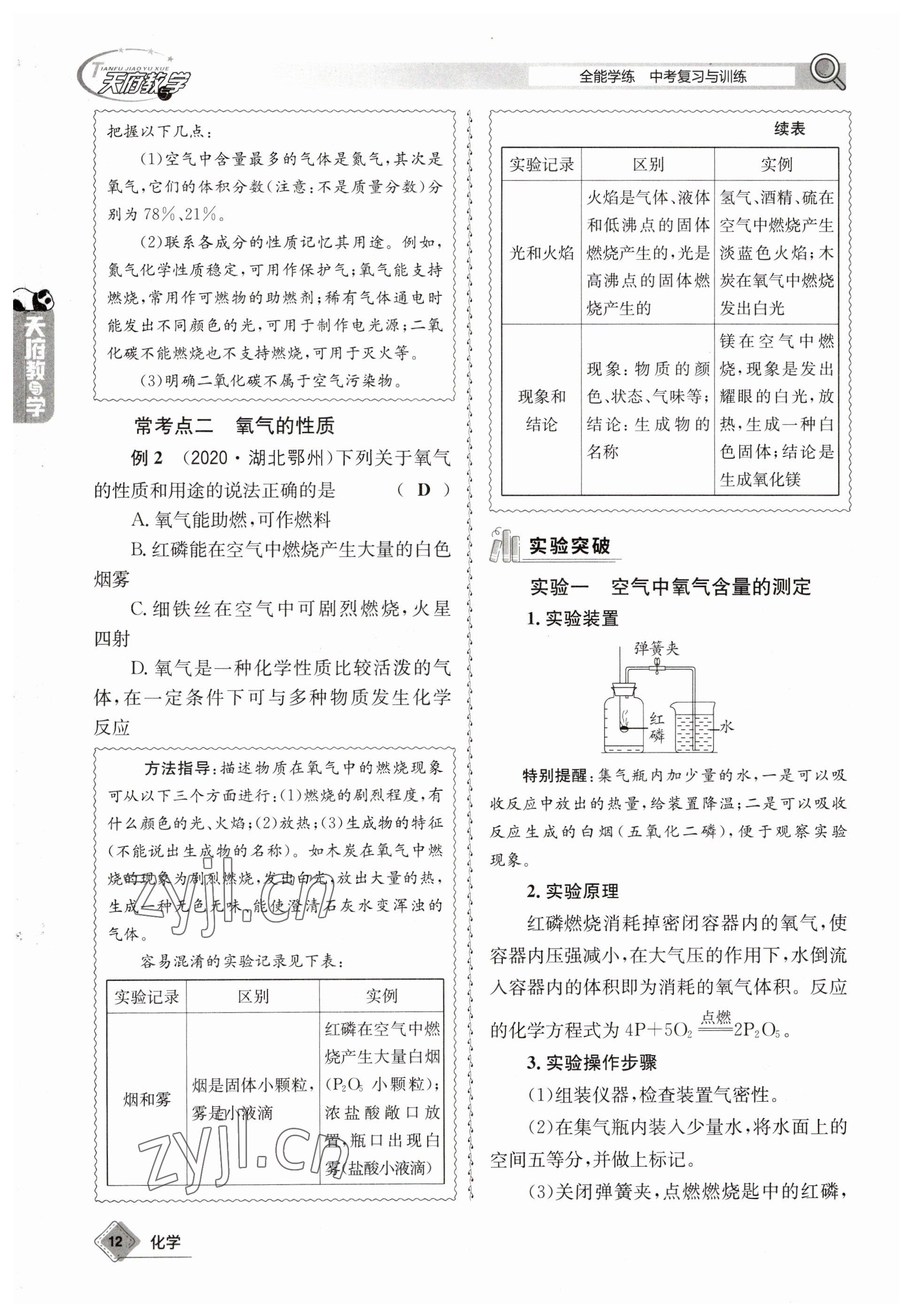 2023年天府教與學(xué)中考復(fù)習(xí)與訓(xùn)練化學(xué) 參考答案第12頁(yè)