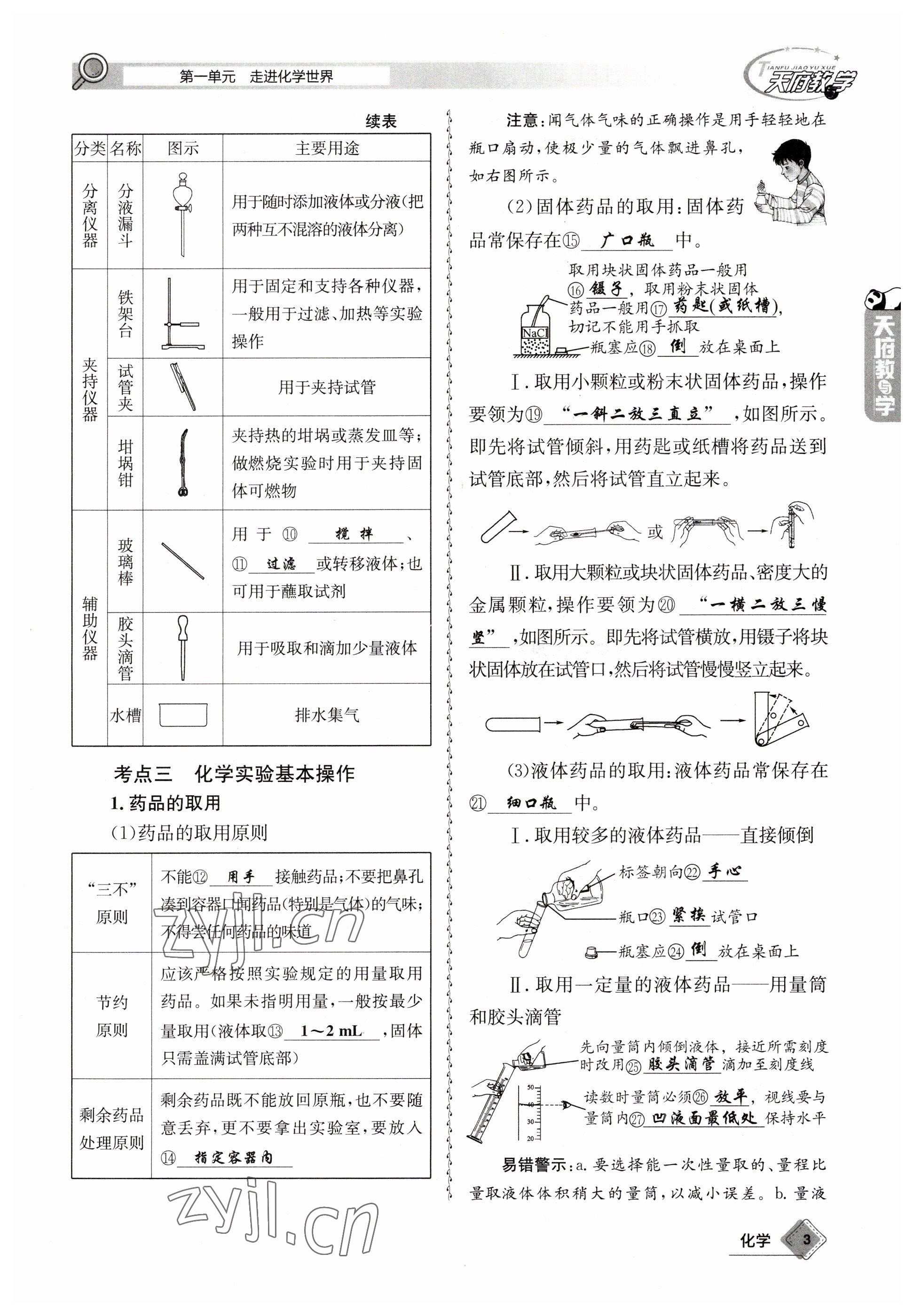 2023年天府教與學(xué)中考復(fù)習(xí)與訓(xùn)練化學(xué) 參考答案第3頁