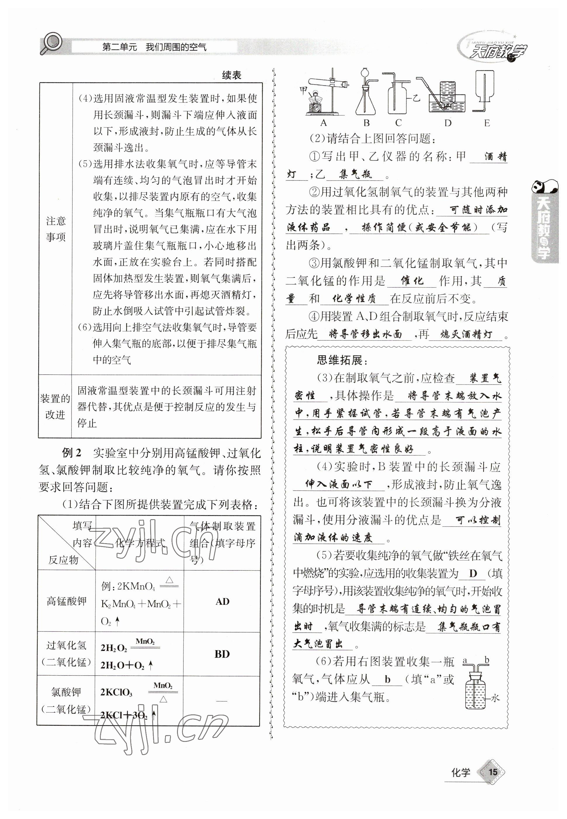 2023年天府教與學(xué)中考復(fù)習(xí)與訓(xùn)練化學(xué) 參考答案第15頁(yè)