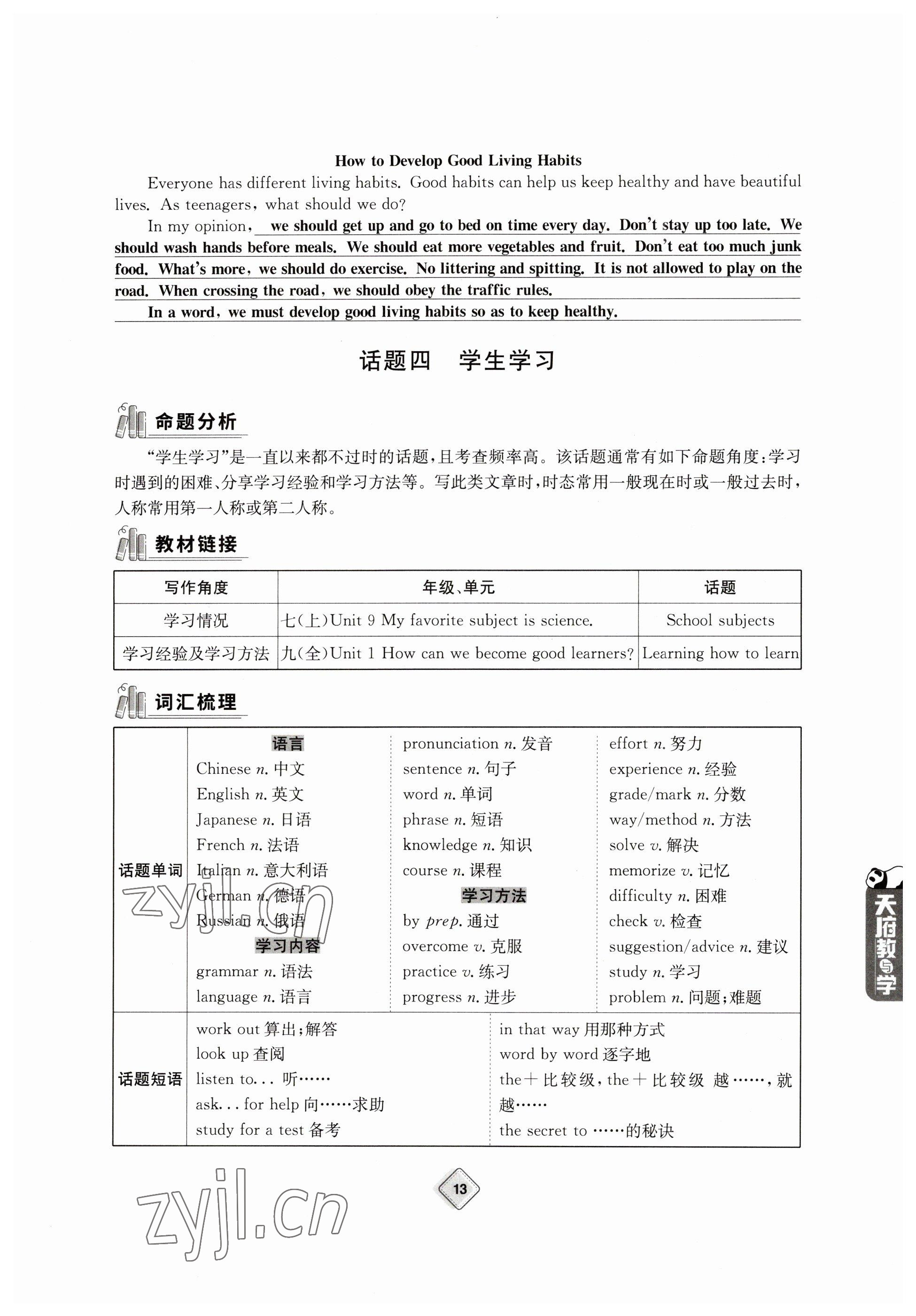 2023年天府教與學(xué)中考復(fù)習(xí)與訓(xùn)練英語(yǔ) 參考答案第13頁(yè)