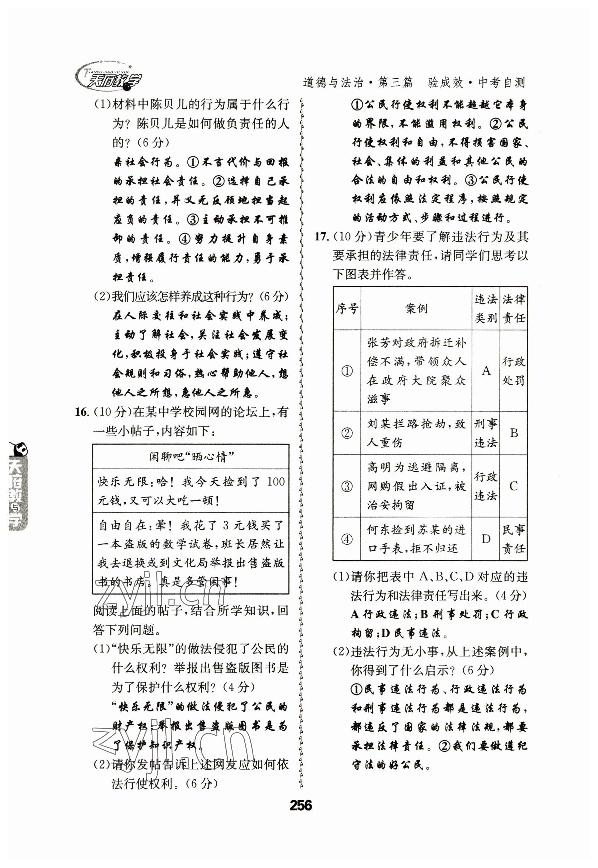 2023年天府教與學(xué)中考復(fù)習(xí)與訓(xùn)練道德與法治 參考答案第12頁