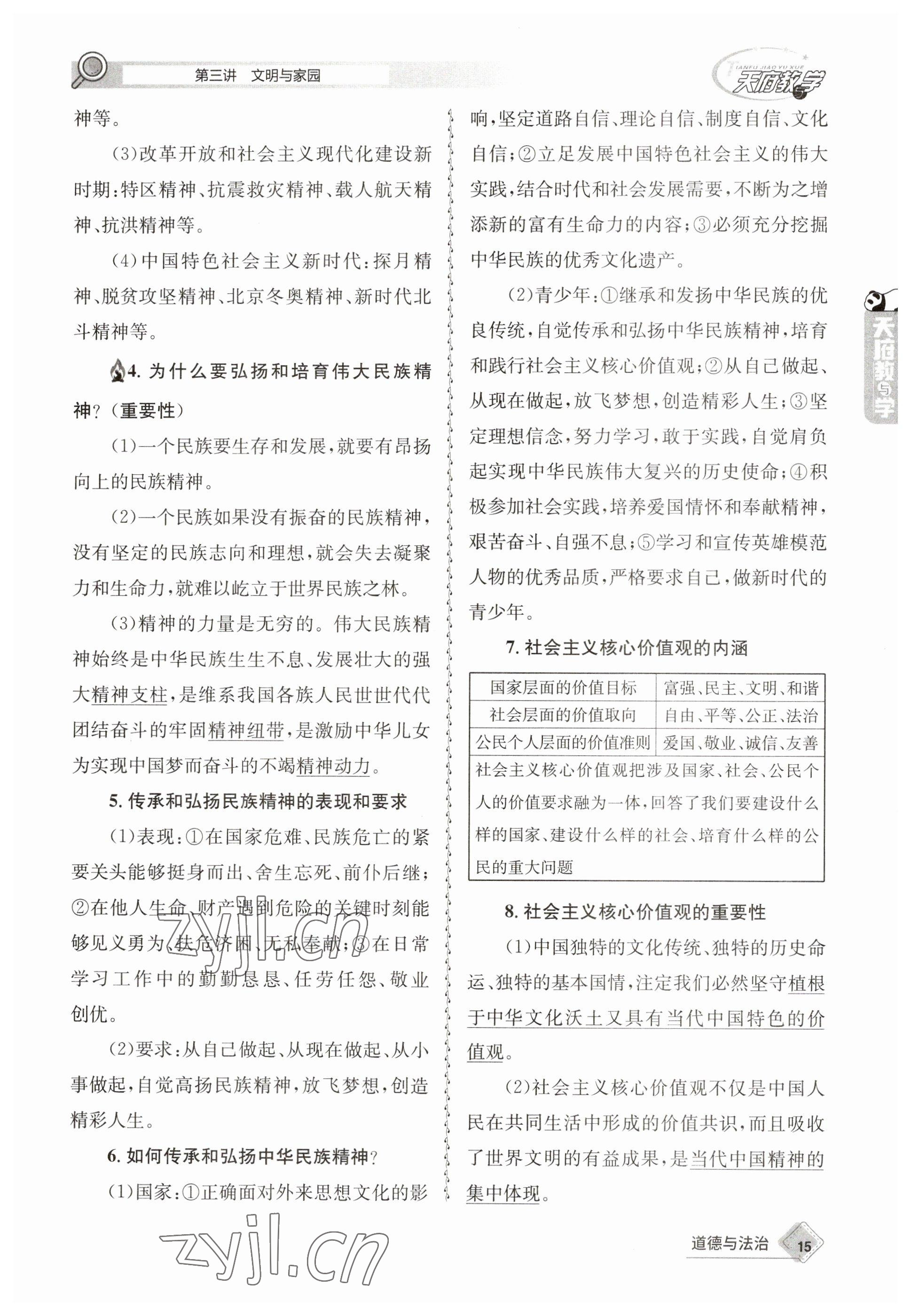 2023年天府教與學(xué)中考復(fù)習(xí)與訓(xùn)練道德與法治 參考答案第15頁(yè)