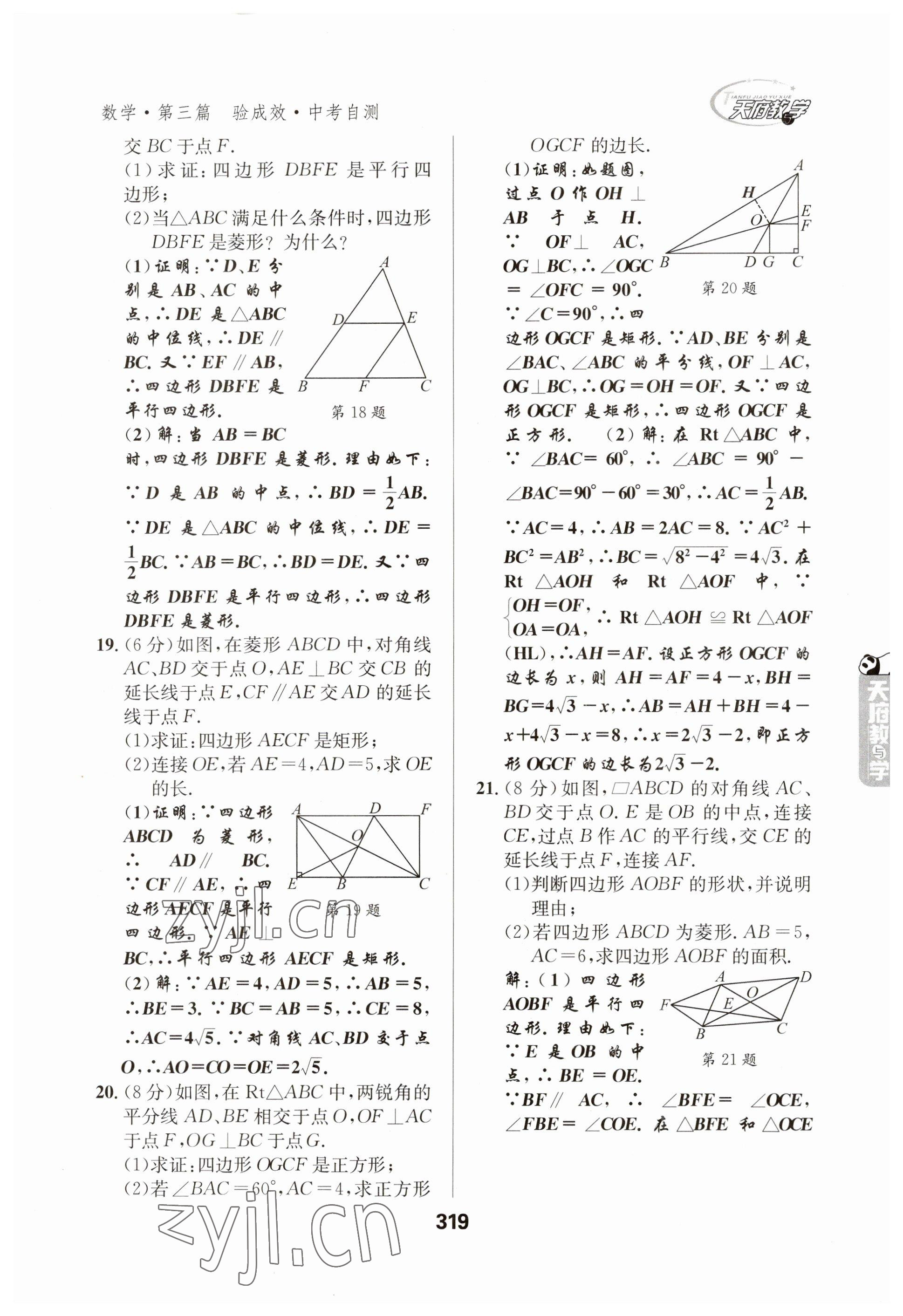 2023年天府教與學(xué)中考復(fù)習(xí)與訓(xùn)練數(shù)學(xué) 參考答案第19頁