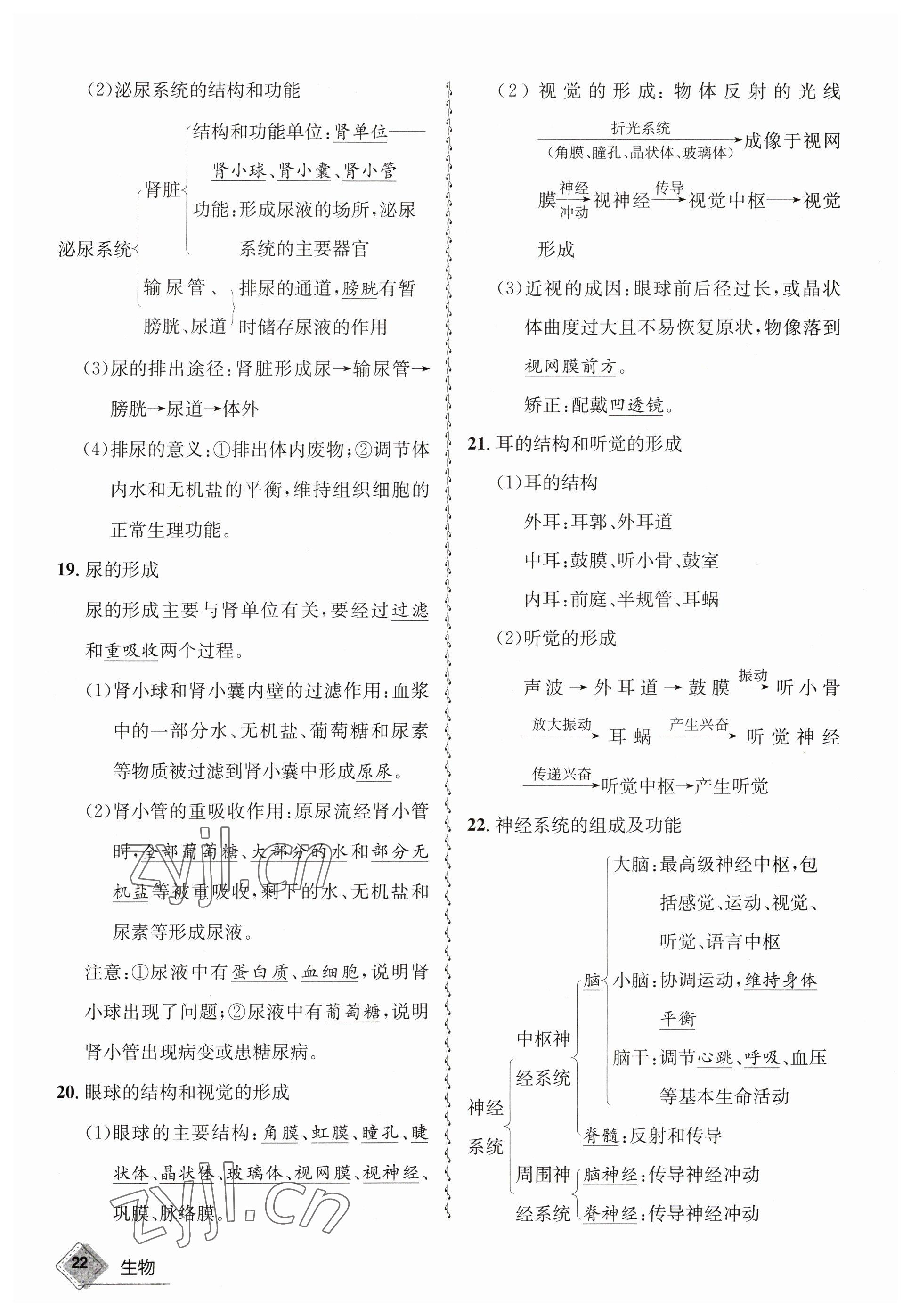 2023年天府教與學中考復習與訓練生物 參考答案第22頁