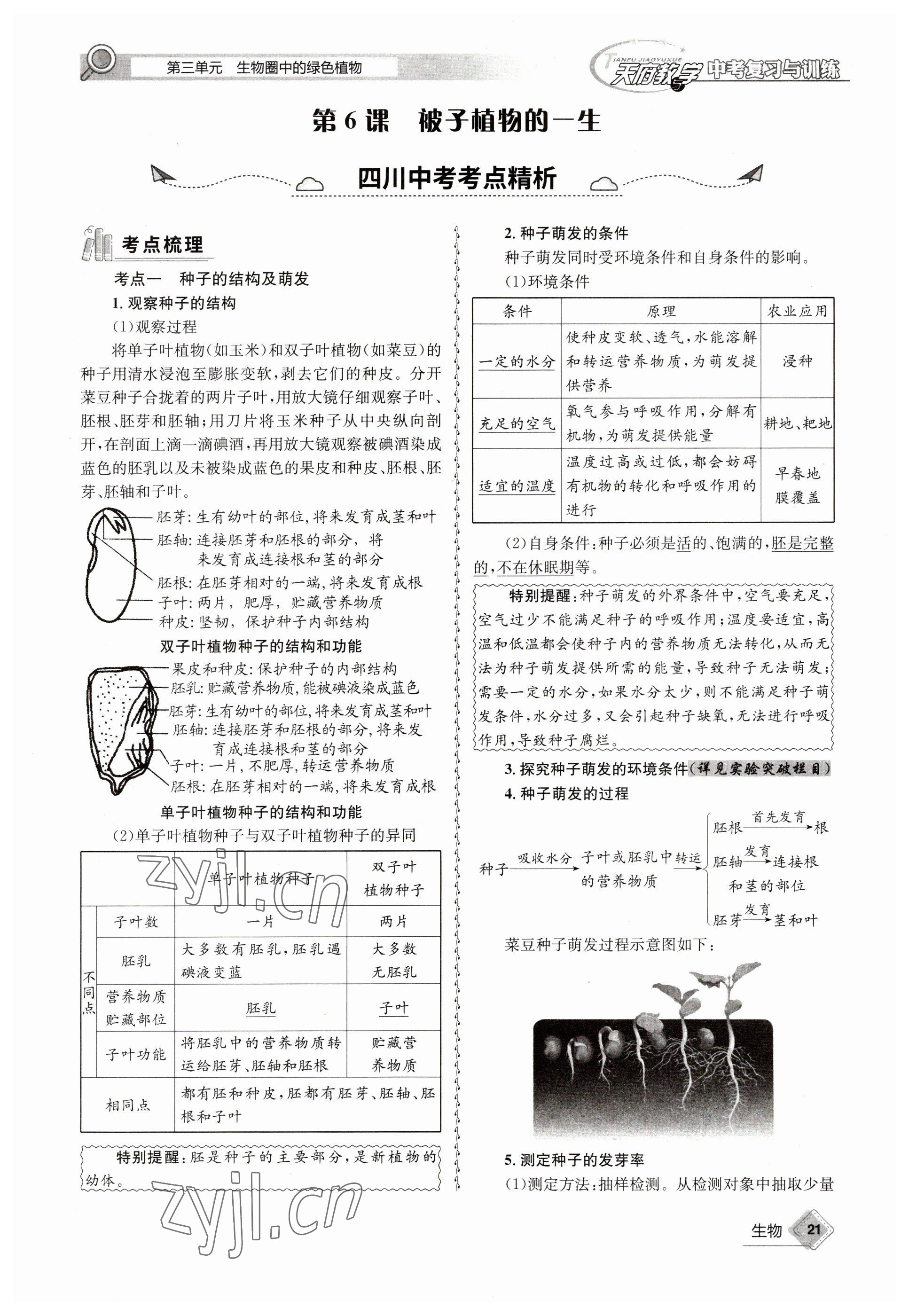 2023年天府教與學(xué)中考復(fù)習(xí)與訓(xùn)練生物 參考答案第21頁