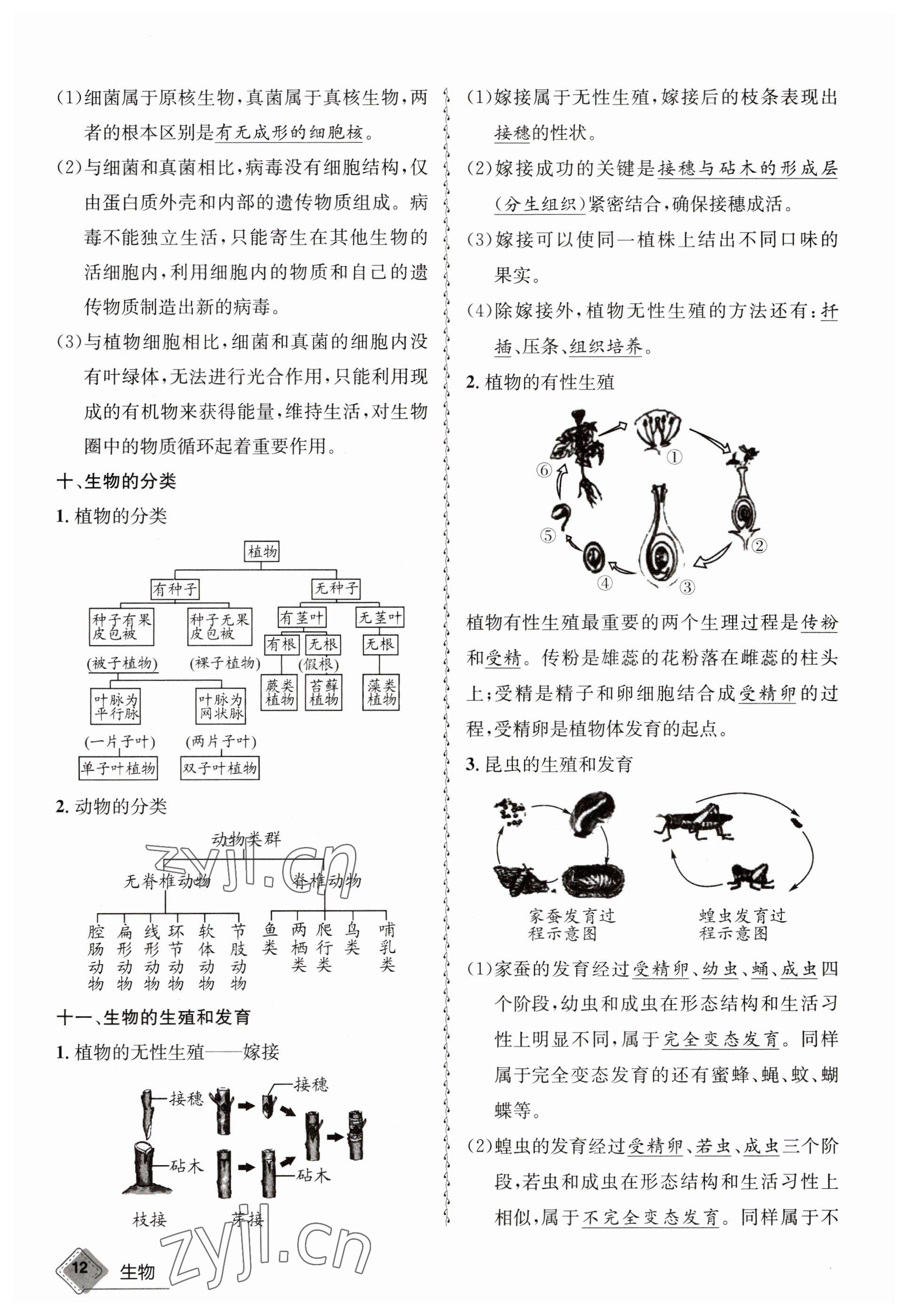 2023年天府教與學(xué)中考復(fù)習(xí)與訓(xùn)練生物 參考答案第12頁