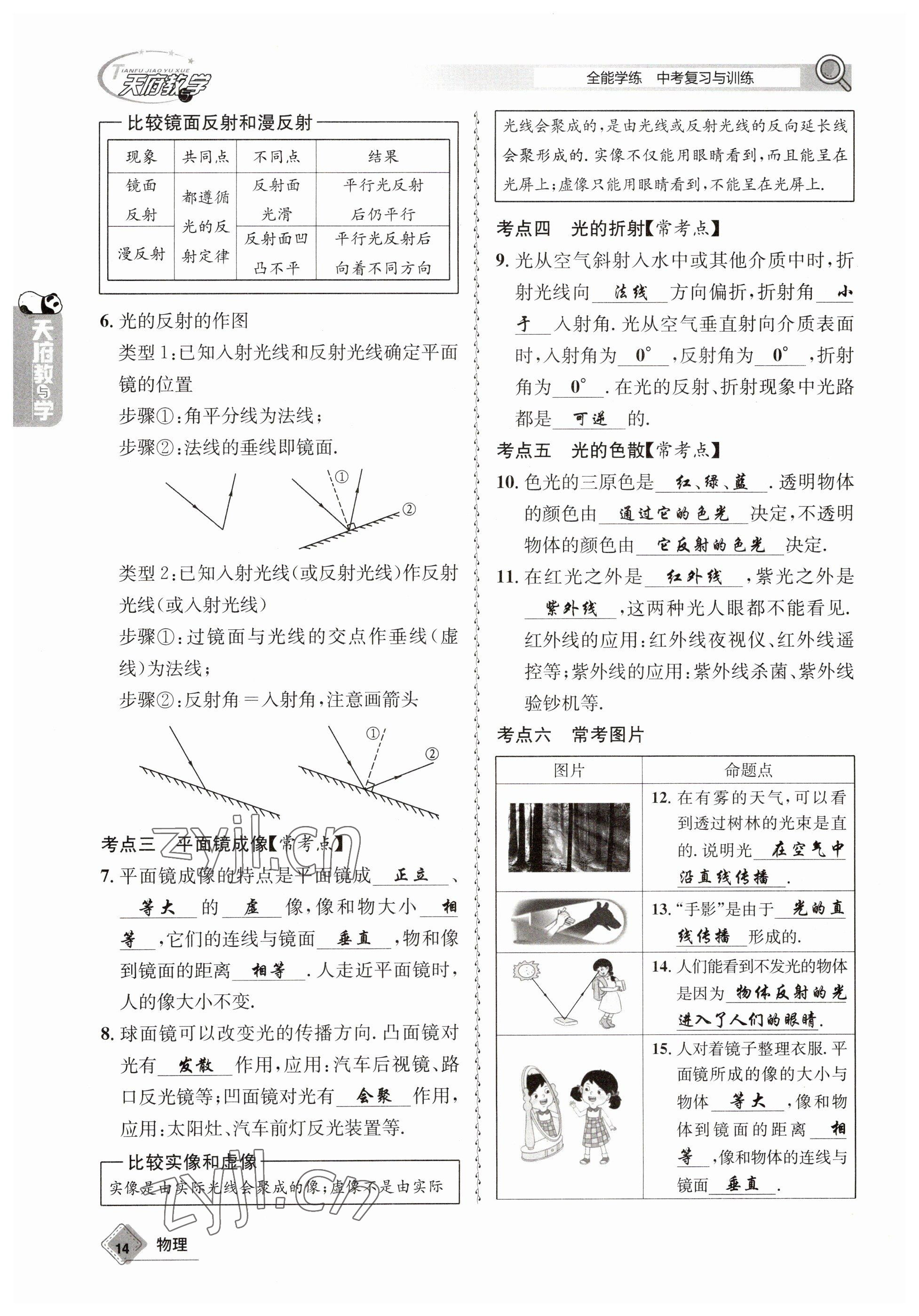 2023年天府教與學(xué)中考復(fù)習(xí)與訓(xùn)練物理 參考答案第14頁