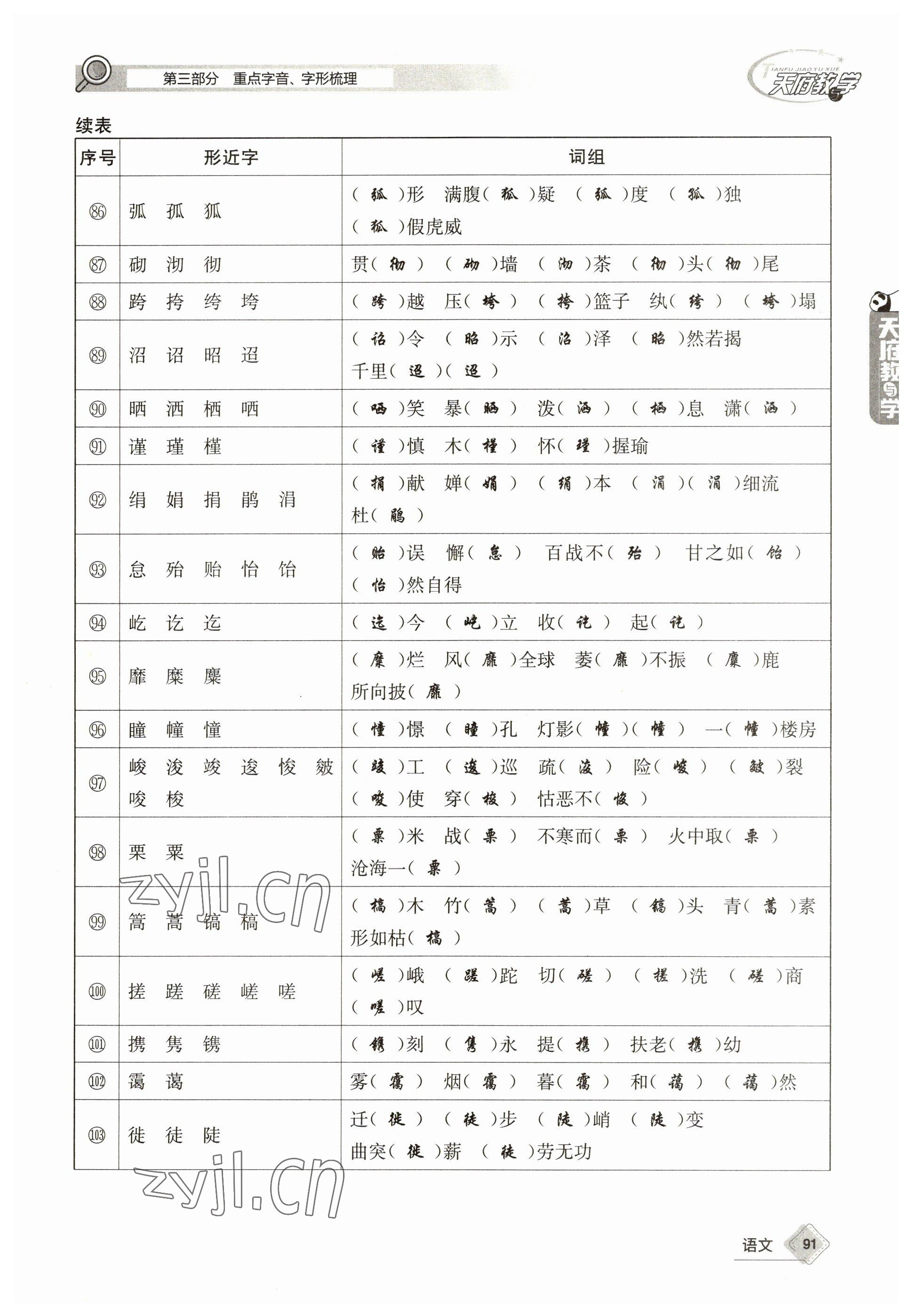 2023年天府教與學(xué)中考復(fù)習(xí)與訓(xùn)練語文 參考答案第91頁